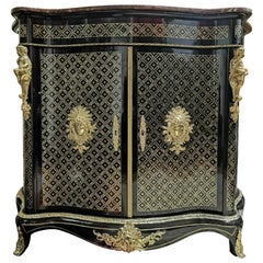 Napoleon III Full Marquetry Boulle Style Cabinet, France, 19th Century