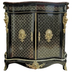 Napoleon III Full Marquetry Boulle Style Cabinet, France, 19th Century