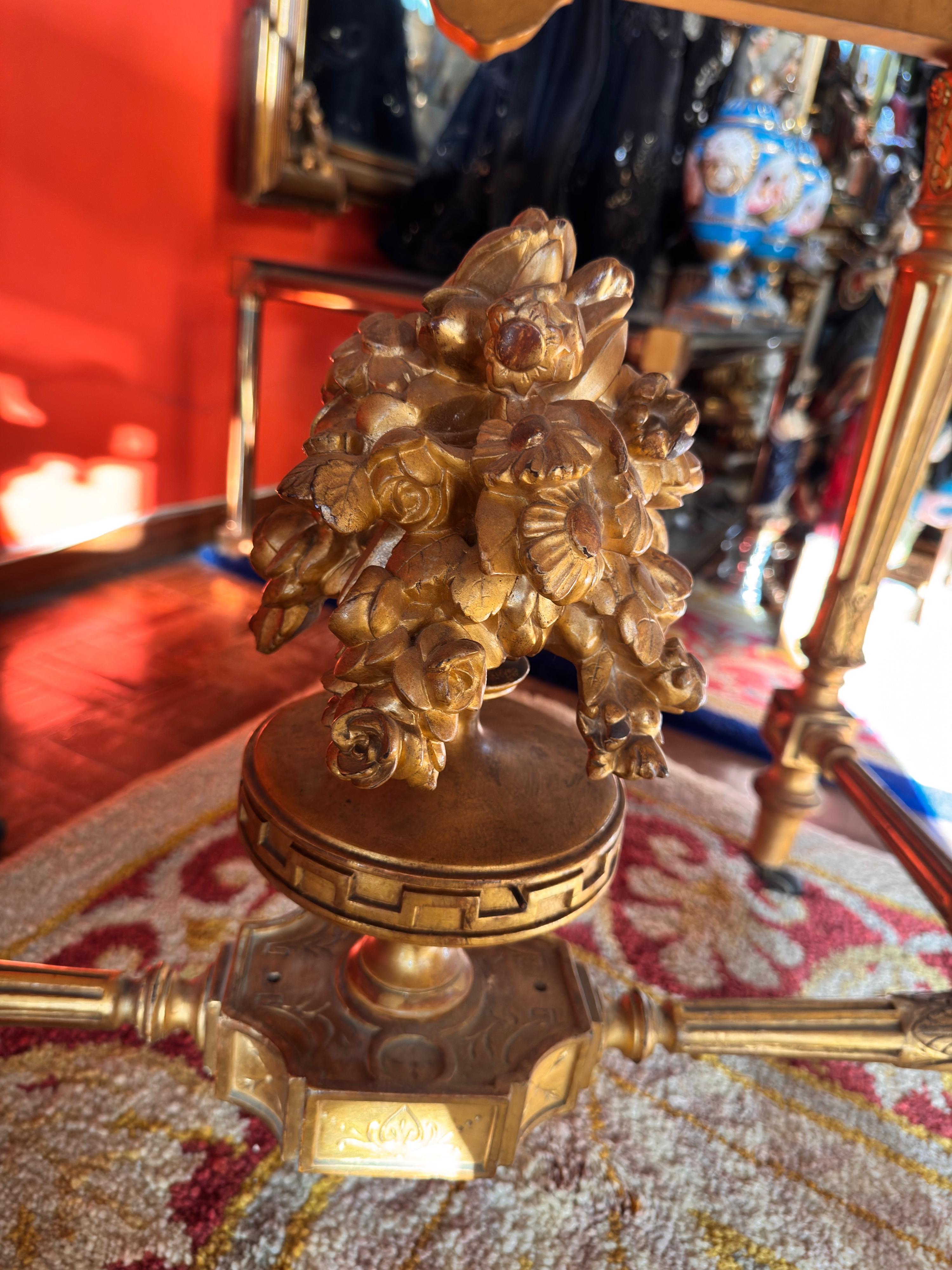 Wood Napoleon III Gilded Console Table with Marble Top, circa 1860-1870 For Sale