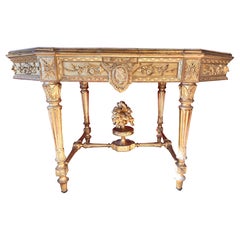 Napoleon III. Vergoldeter Konsolentisch mit Marmorplatte, um 1860-1870