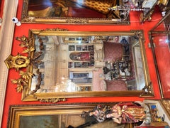 Napoleon III Gilded Mirror with Bronze Garlands, circa 1860-1870