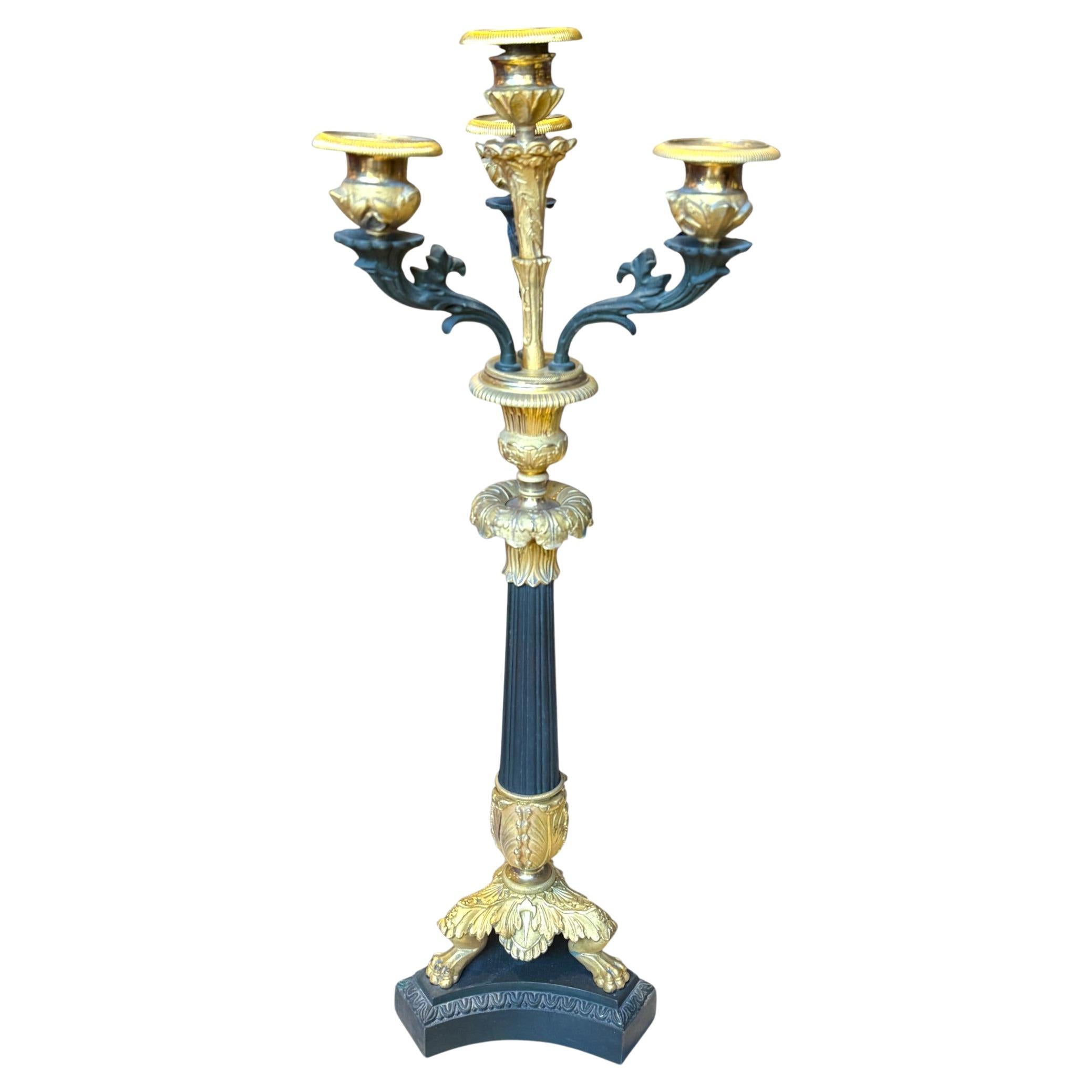 Napoleon III Gilt and Patinated Bronze Candelabra, 19th Century For Sale