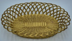 Napoleon III Gilt Brass Woven Oval Basket, France, 1870s