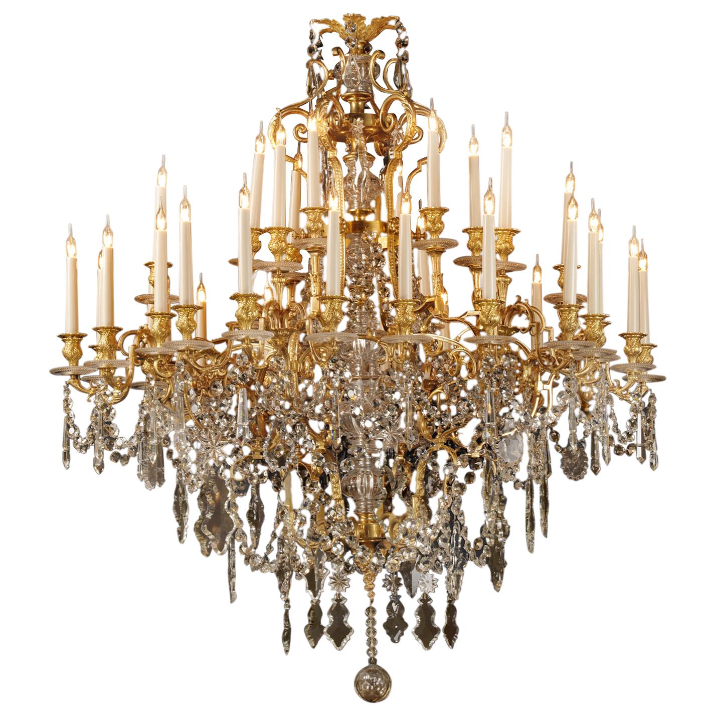 Napoléon III Gilt Bronze and Cut-Glass Thirty-Six Light Chandelier, circa 1870 For Sale