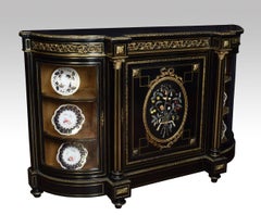 Napoleon III Gilt Bronze and Pietra Dura Mounted Ebonized Cabinet or Credenza