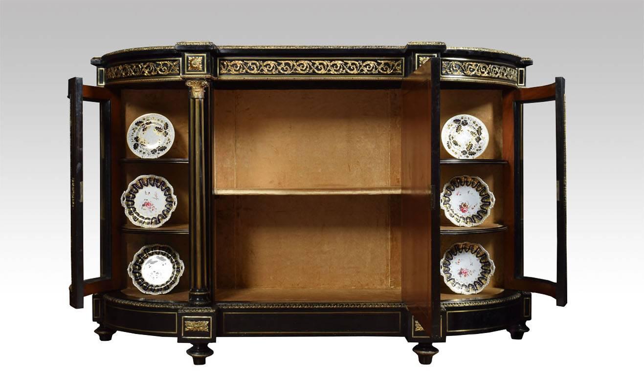 19th Century Napoleon III Gilt Bronze and Pietra Dura Mounted Ebonized Cabinet or Credenza For Sale