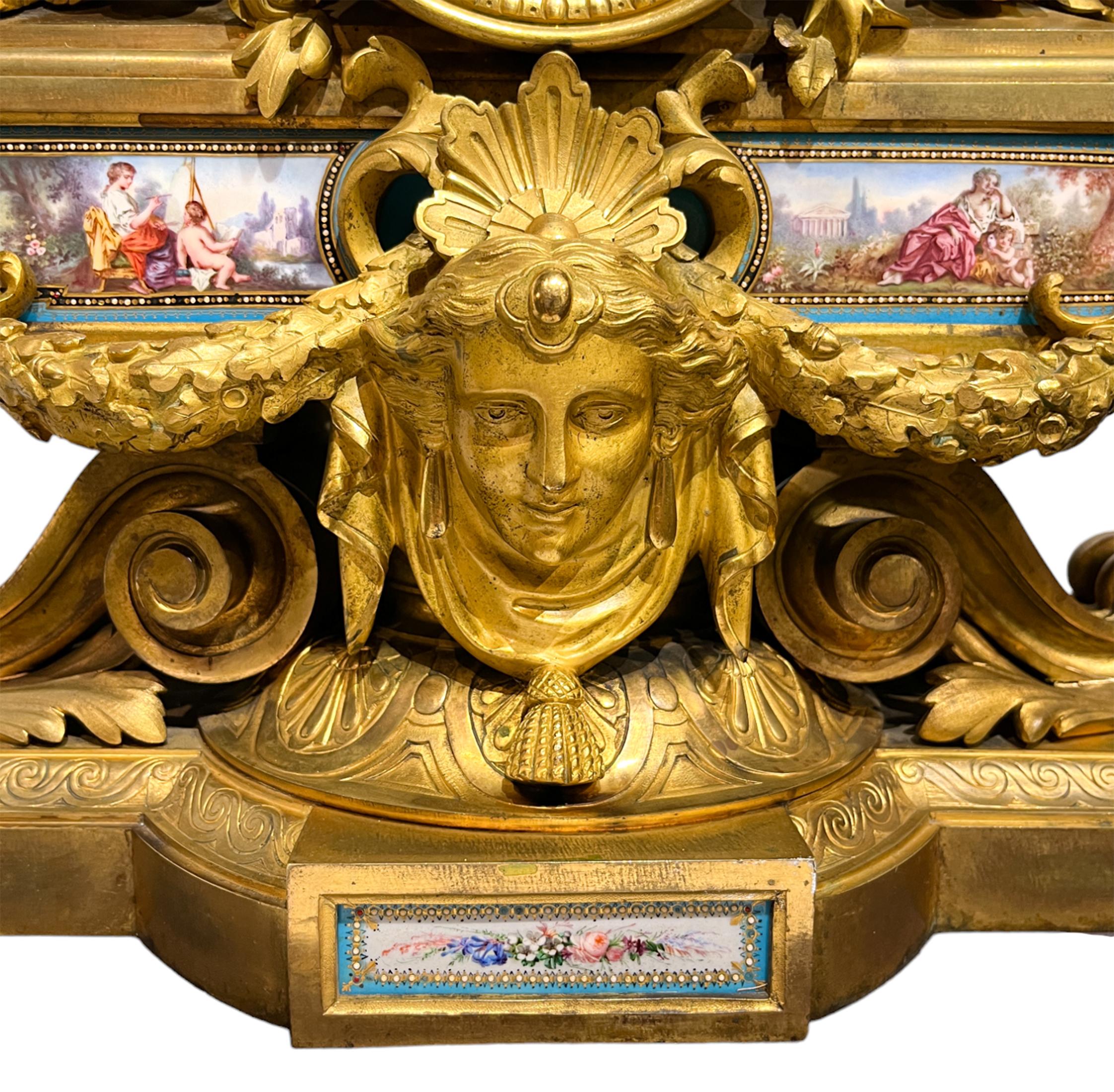 Napoléon III  Bronze doré et  Pendule de cheminée en porcelaine par Japy Frères en vente 1