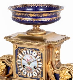 Napoleon III Gilt Bronze and Sevres Mounted Clock