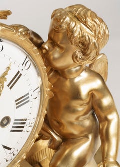 Napoleon III Gilt Bronze Clock in the Louis XVI Manner by Maison Marquis