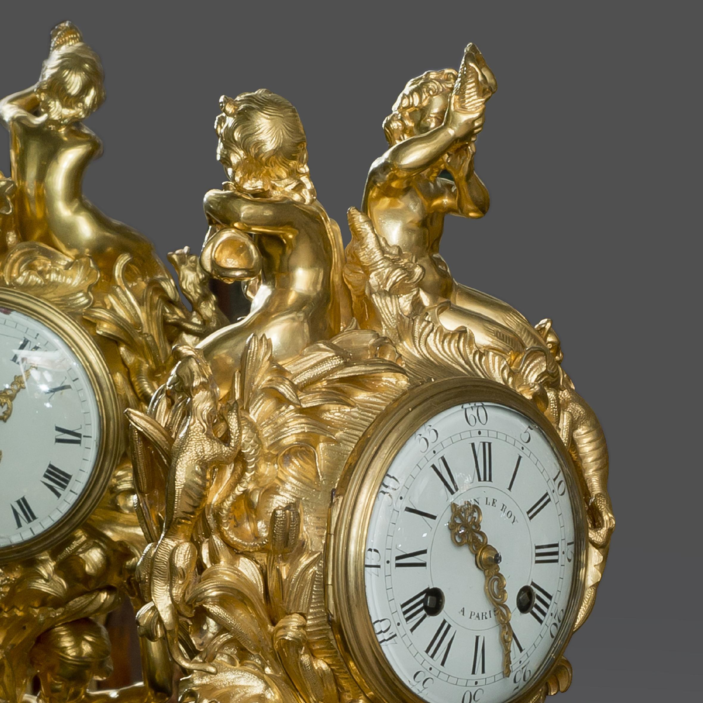 Horloge à double face Napoléon III en bronze doré. Français:: datant d'environ 1870 Bon état - En vente à Brighton, West Sussex