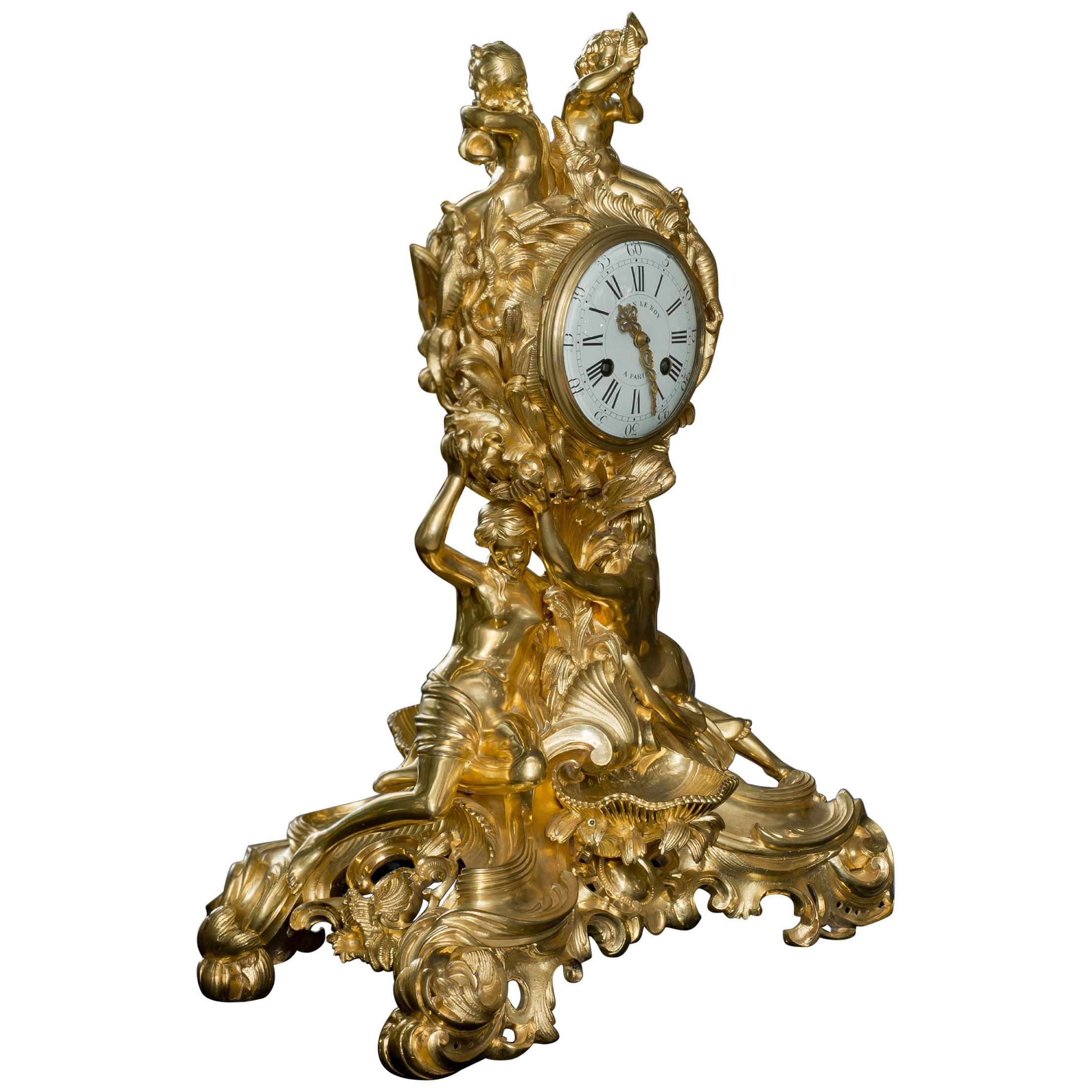 Napoléon III Gilt-Bronze Double-Faced Clock. French, c 1870