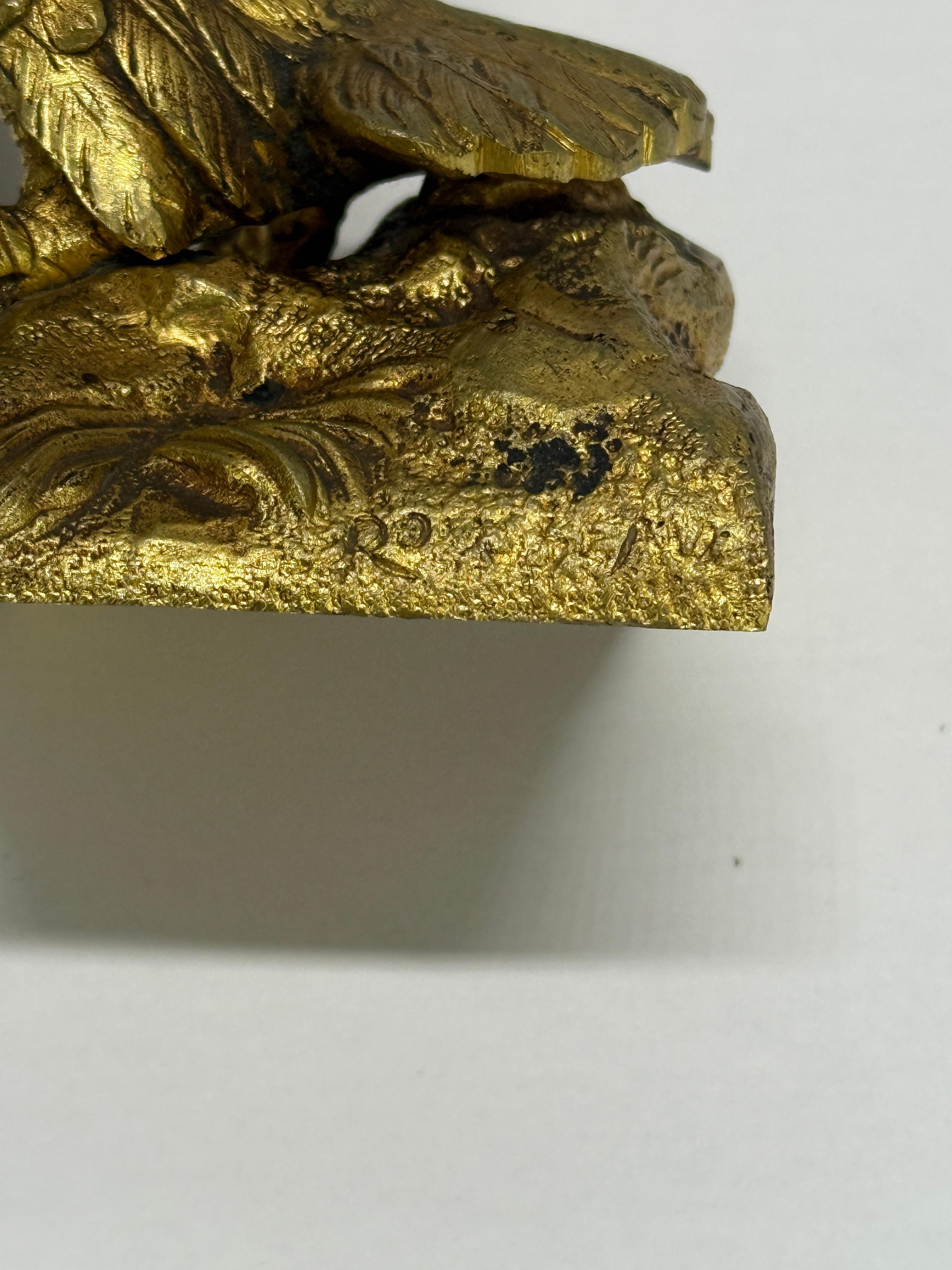 Napoleon III Gilt Bronze Eagle Sculpture Signed Rousseau C. 1870 For Sale 5
