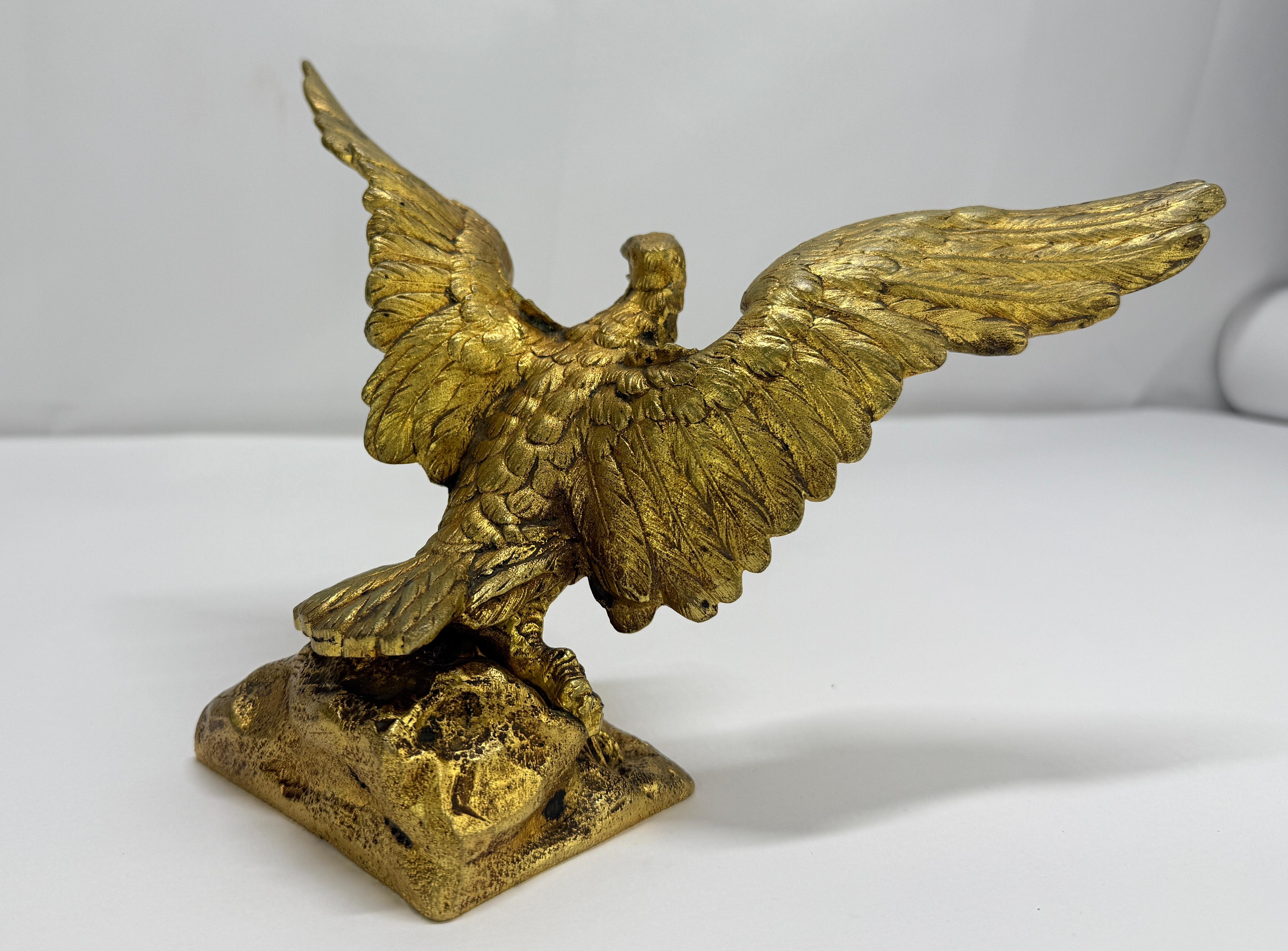 French Napoleon III Gilt Bronze Eagle Sculpture Signed Rousseau C. 1870 For Sale