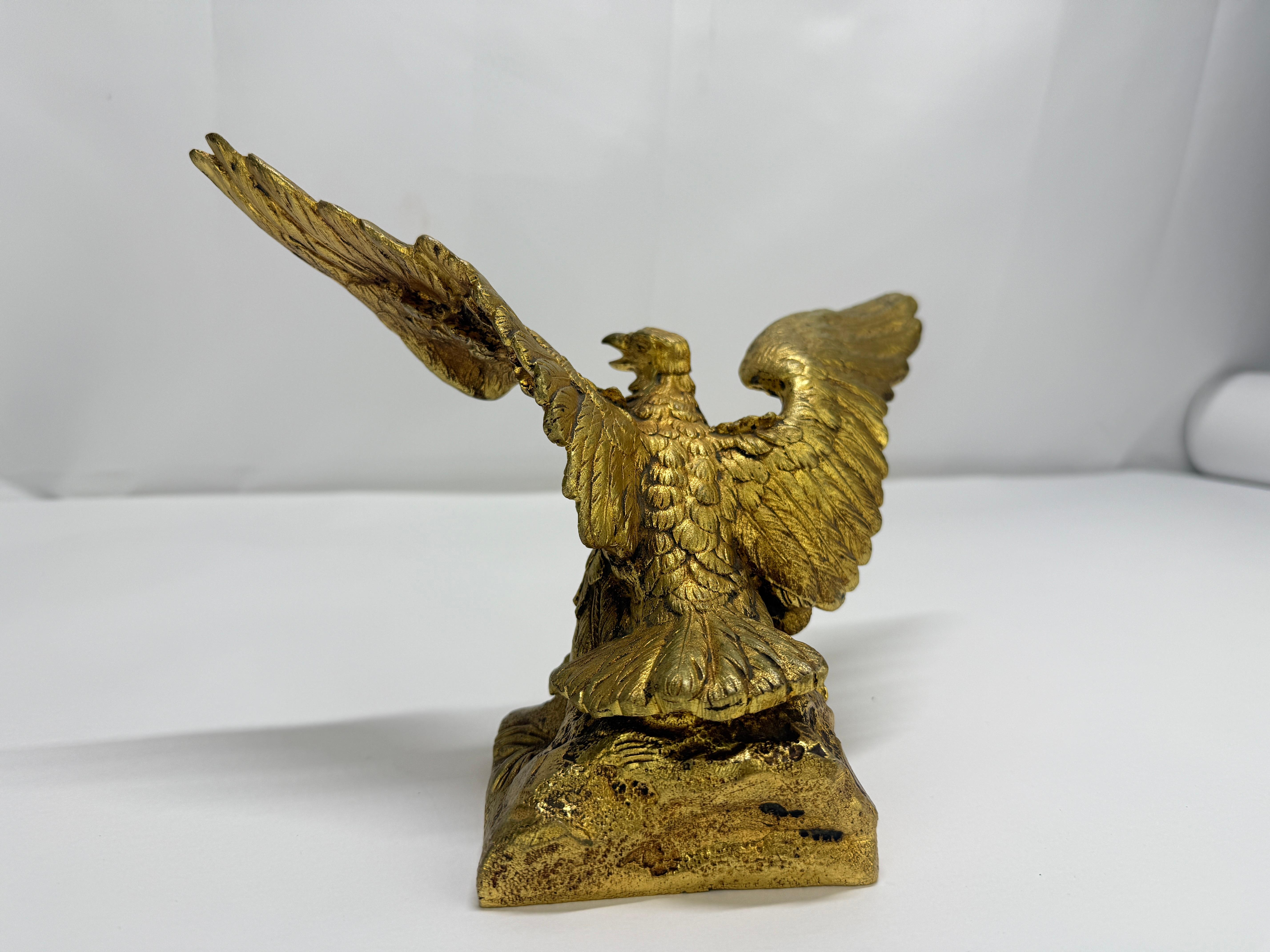 Napoleon III Gilt Bronze Eagle Sculpture Signed Rousseau C. 1870 In Good Condition For Sale In Atlanta, GA
