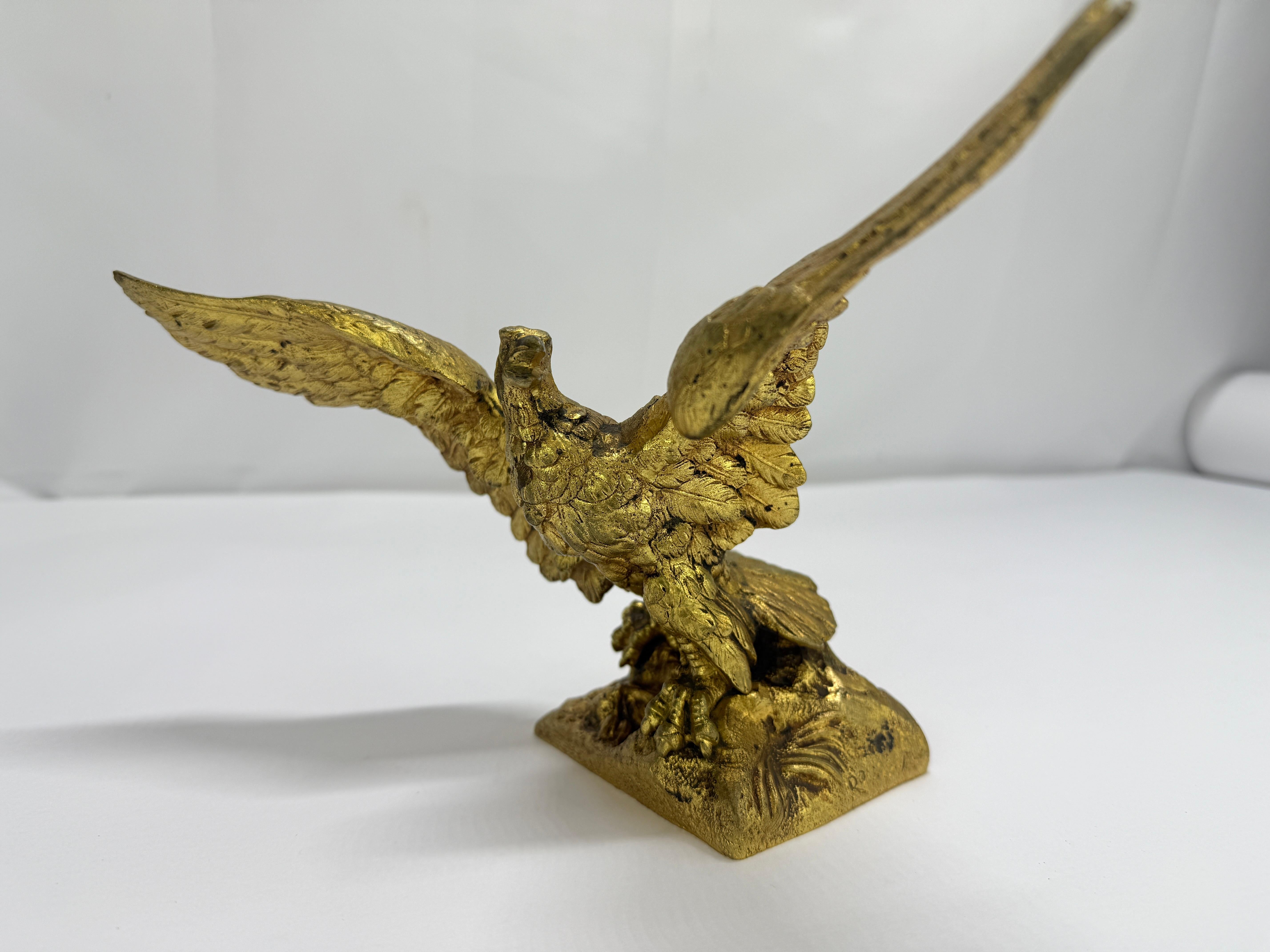 Napoleon III Gilt Bronze Eagle Sculpture Signed Rousseau C. 1870 For Sale 1