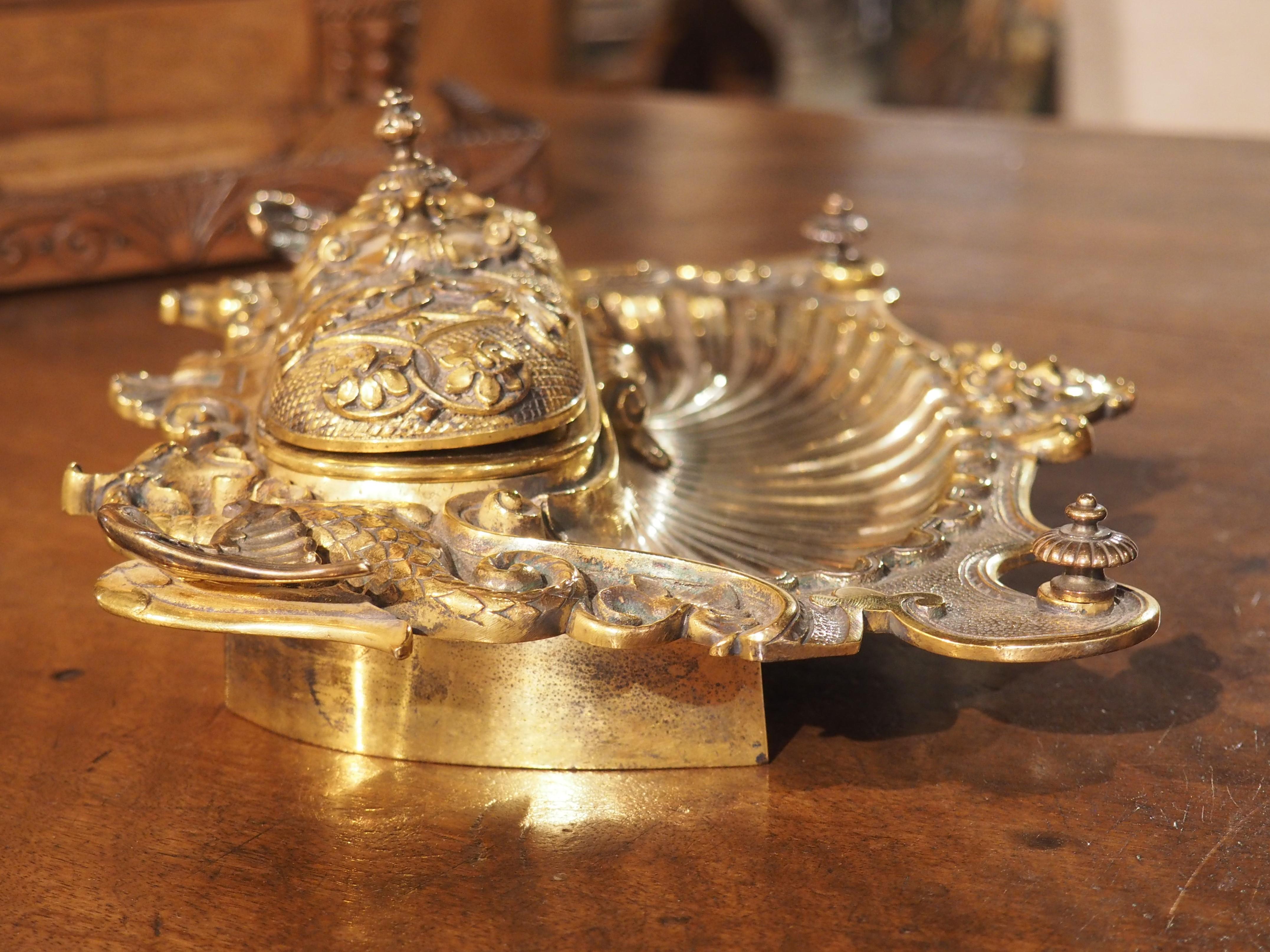 Napoleon III Gilt Bronze Inkwell from France, C. 1840 For Sale 3