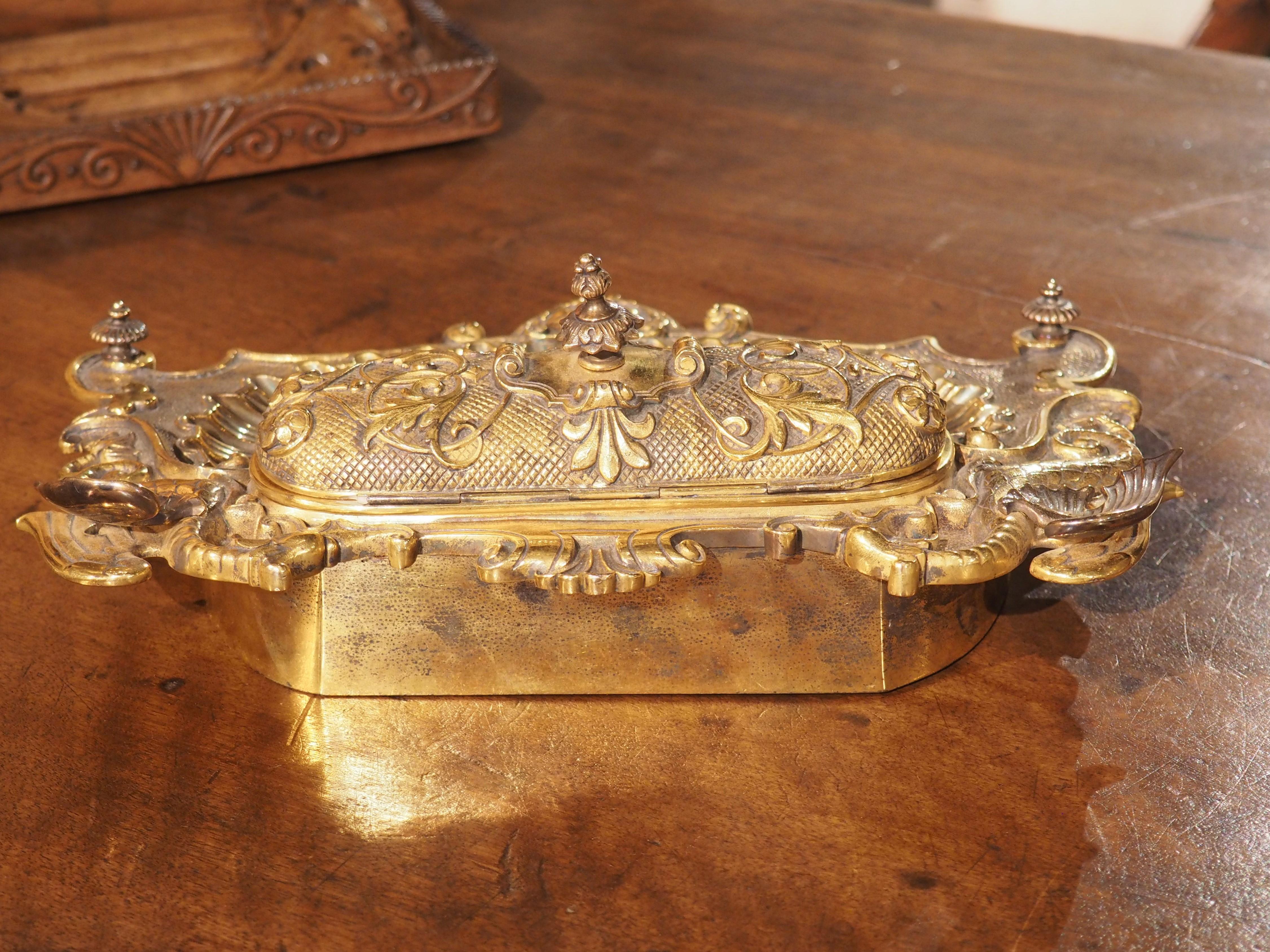 Napoleon III Gilt Bronze Inkwell from France, C. 1840 For Sale 4