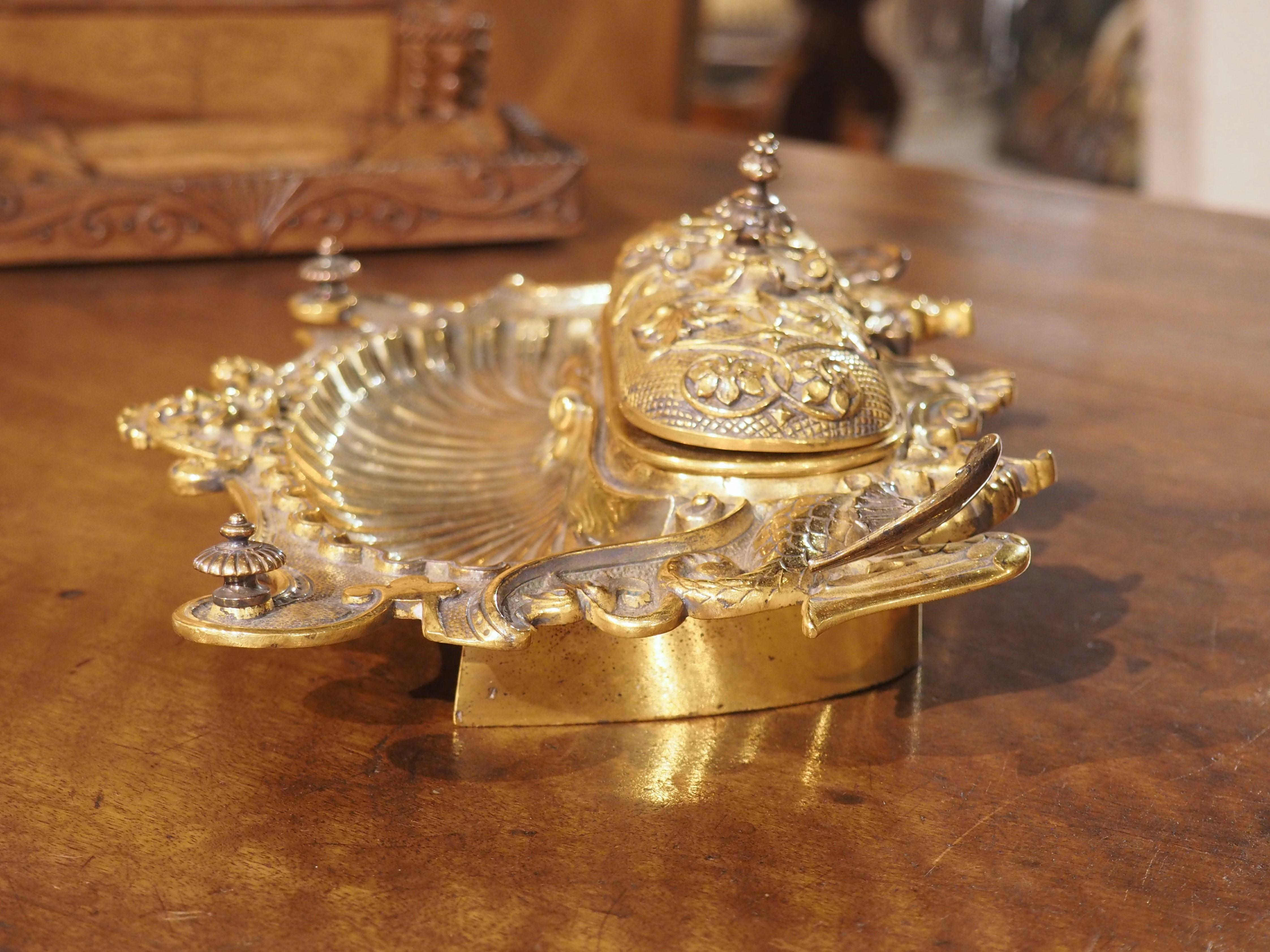 Napoleon III Gilt Bronze Inkwell from France, C. 1840 For Sale 5