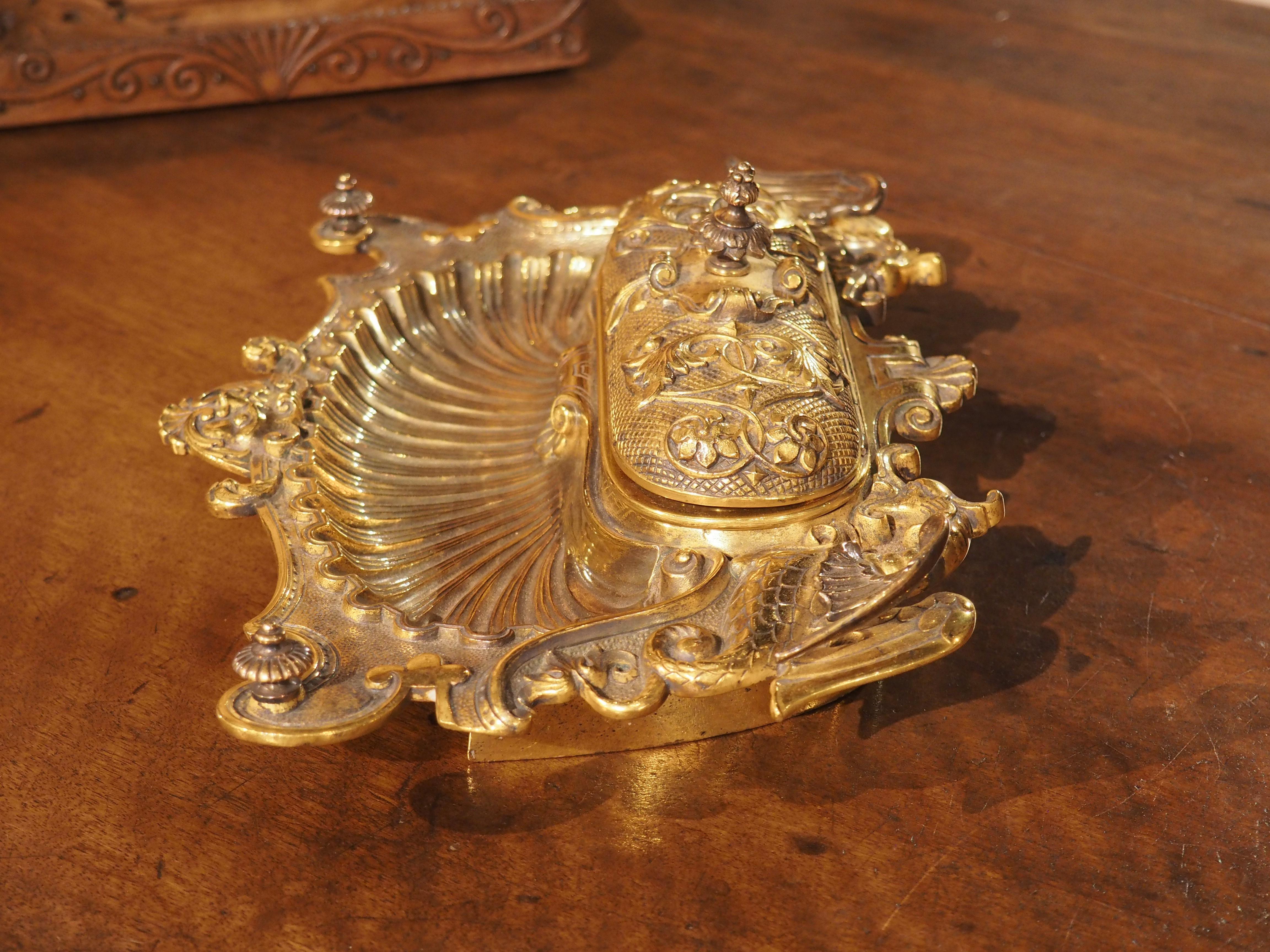 Napoleon III Gilt Bronze Inkwell from France, C. 1840 For Sale 6