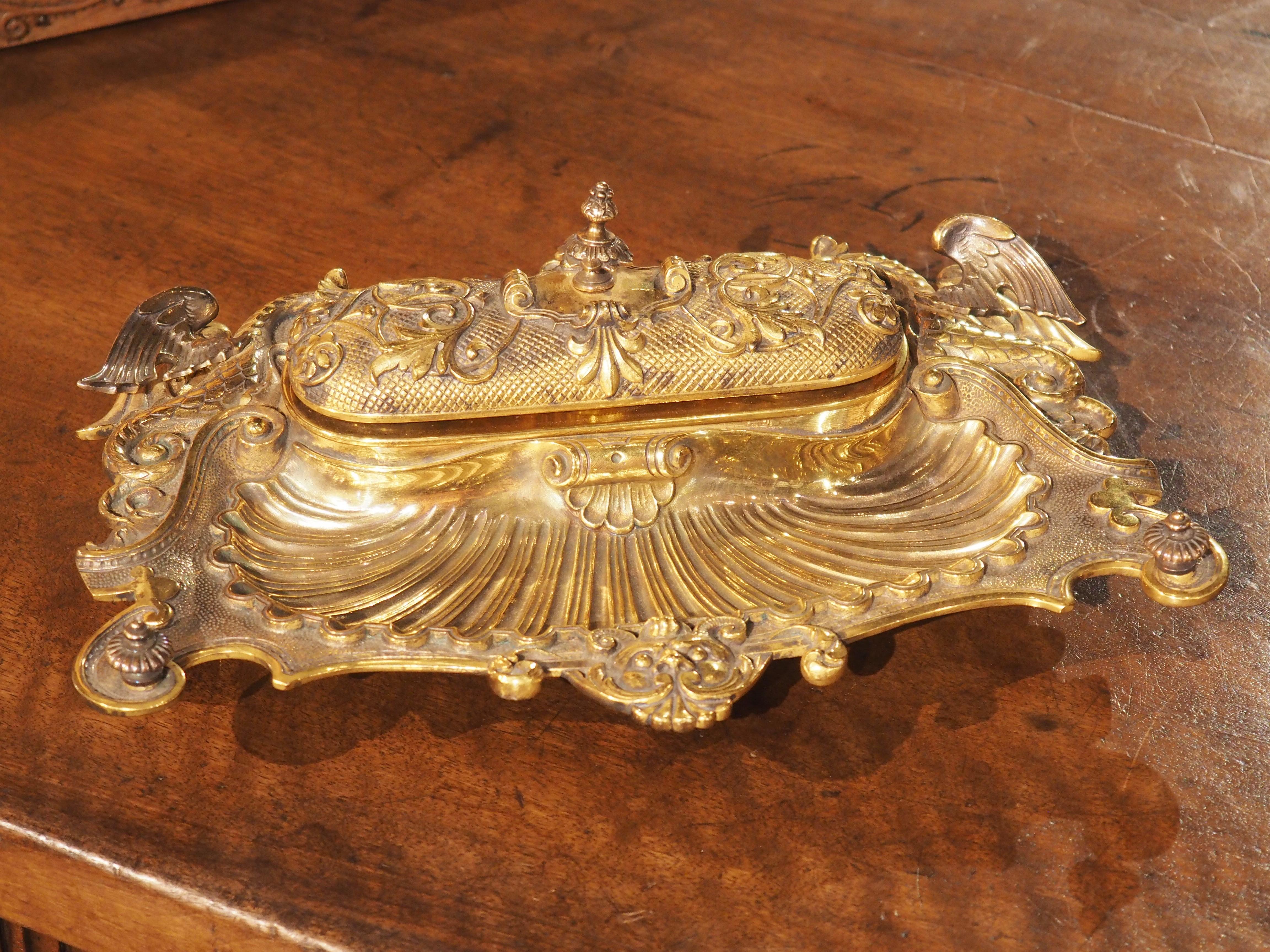 Napoleon III Gilt Bronze Inkwell from France, C. 1840 For Sale 10