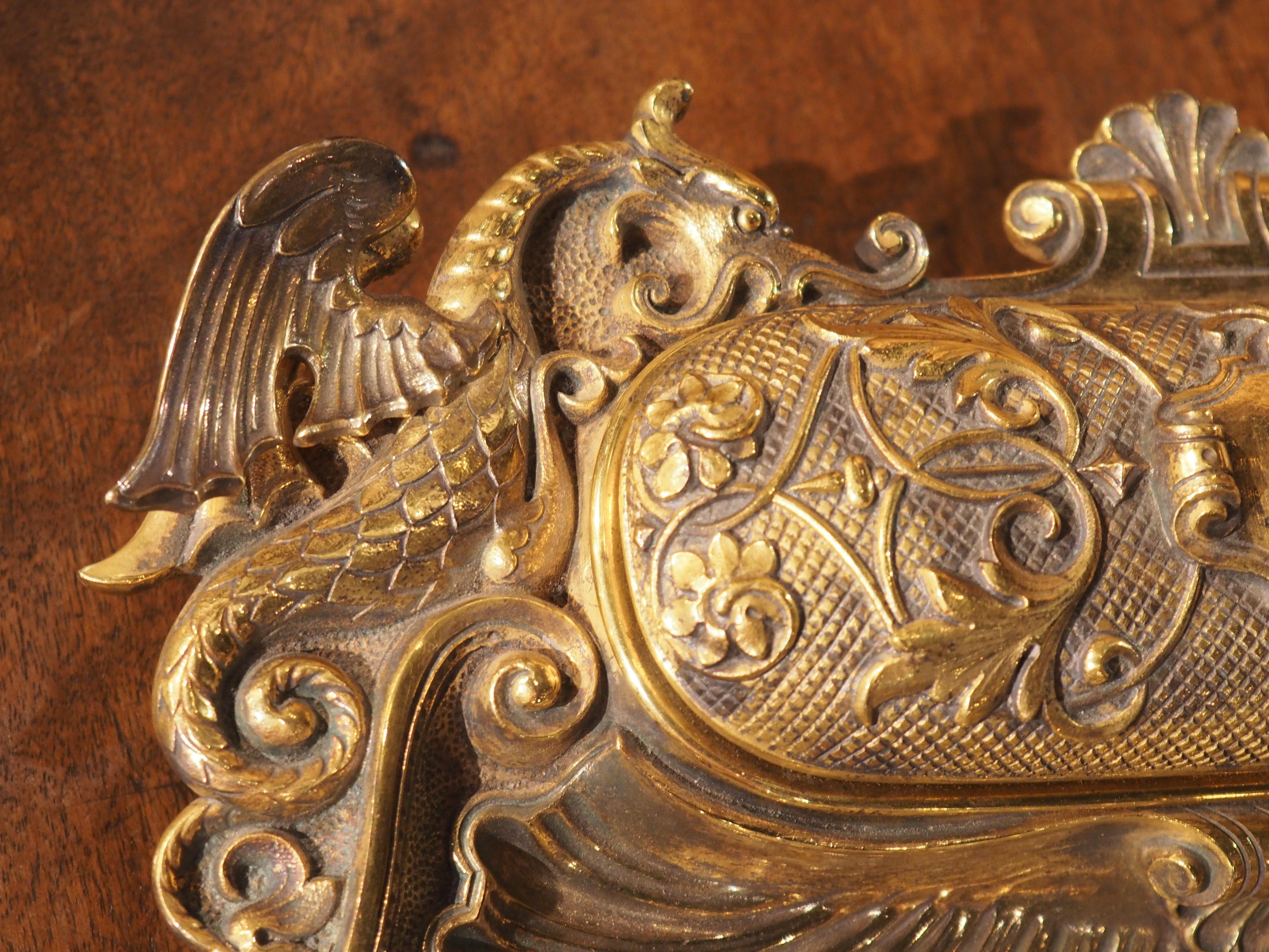 Tintero de bronce dorado Napoleón III de Francia, c. 1840 Mediados del siglo XIX en venta