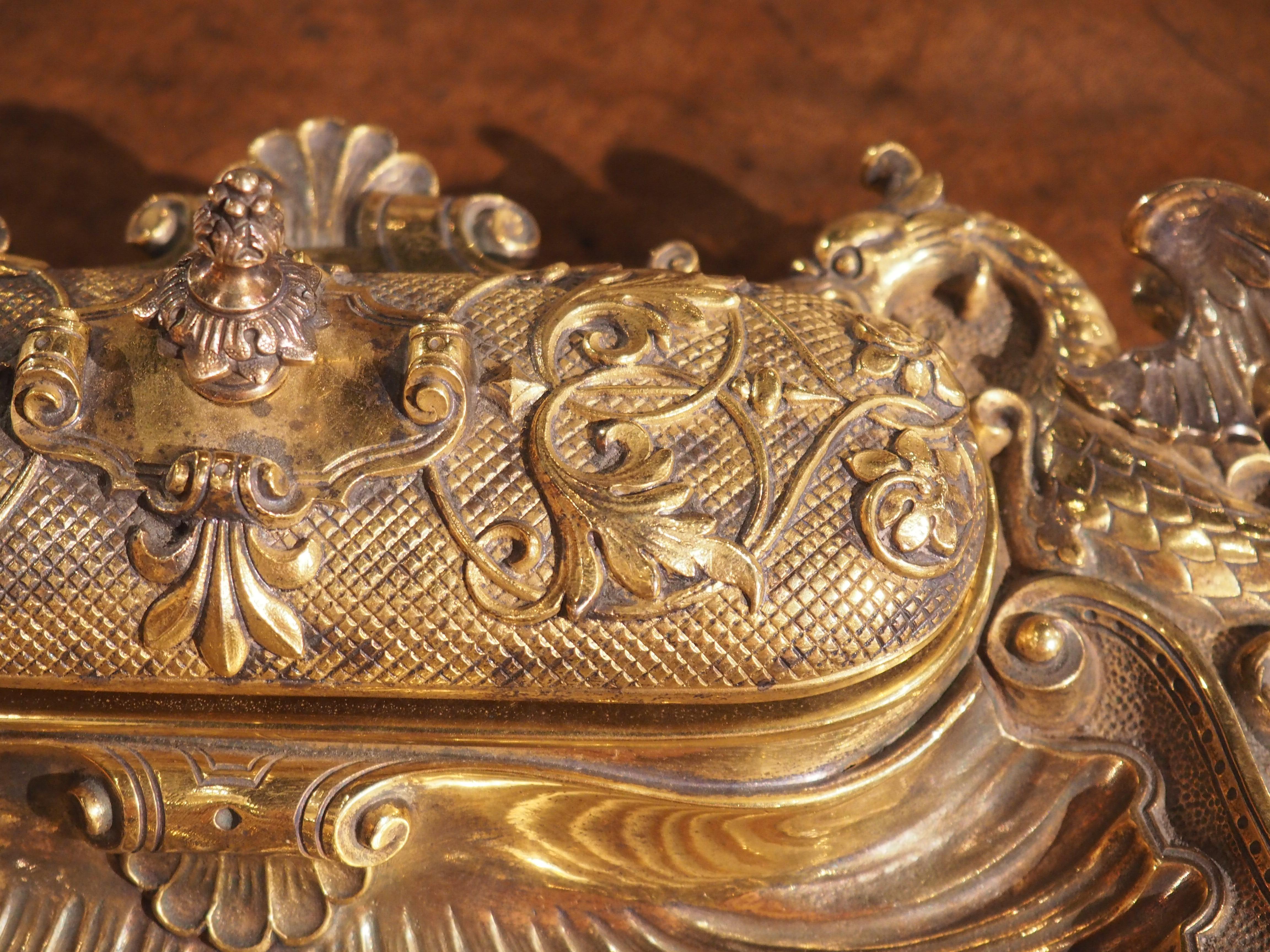Napoleon III Gilt Bronze Inkwell from France, C. 1840 For Sale 2