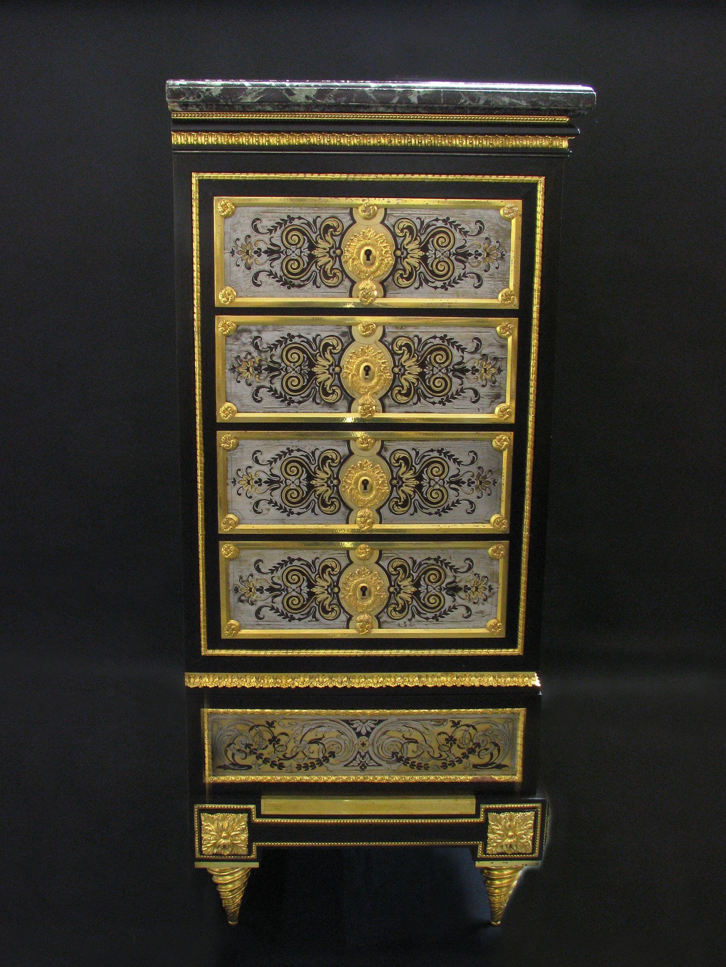 Napoleon III Gilt Bronze Mounted Boulle Style Marquetry Cabinet, Winckelsen For Sale 3