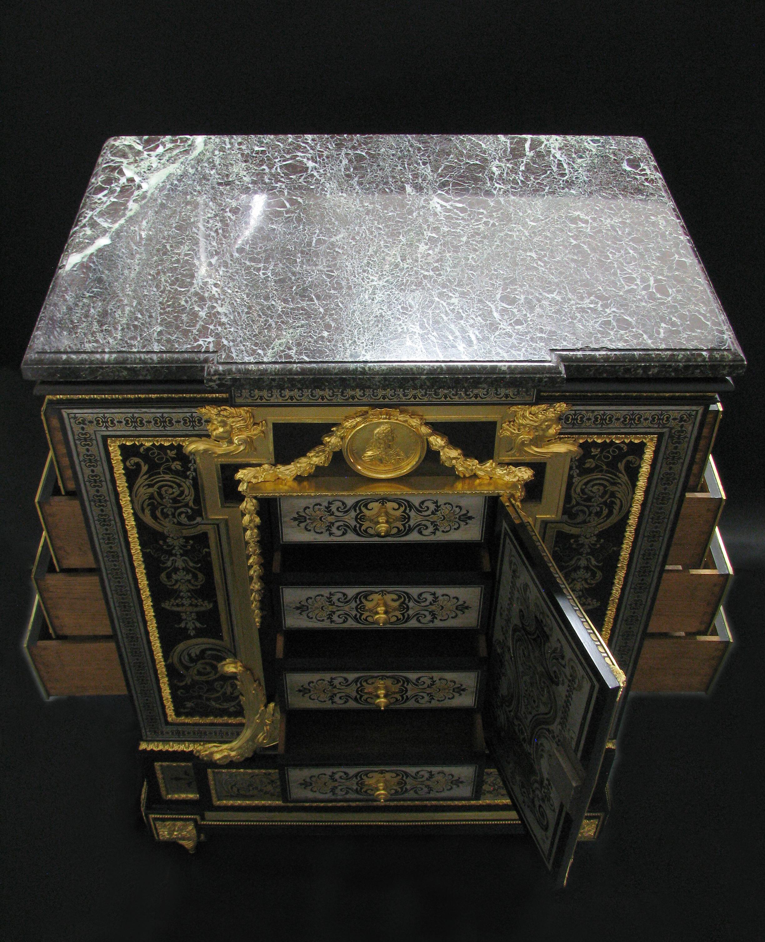 French Napoleon III Gilt Bronze Mounted Boulle Style Marquetry Cabinet, Winckelsen For Sale