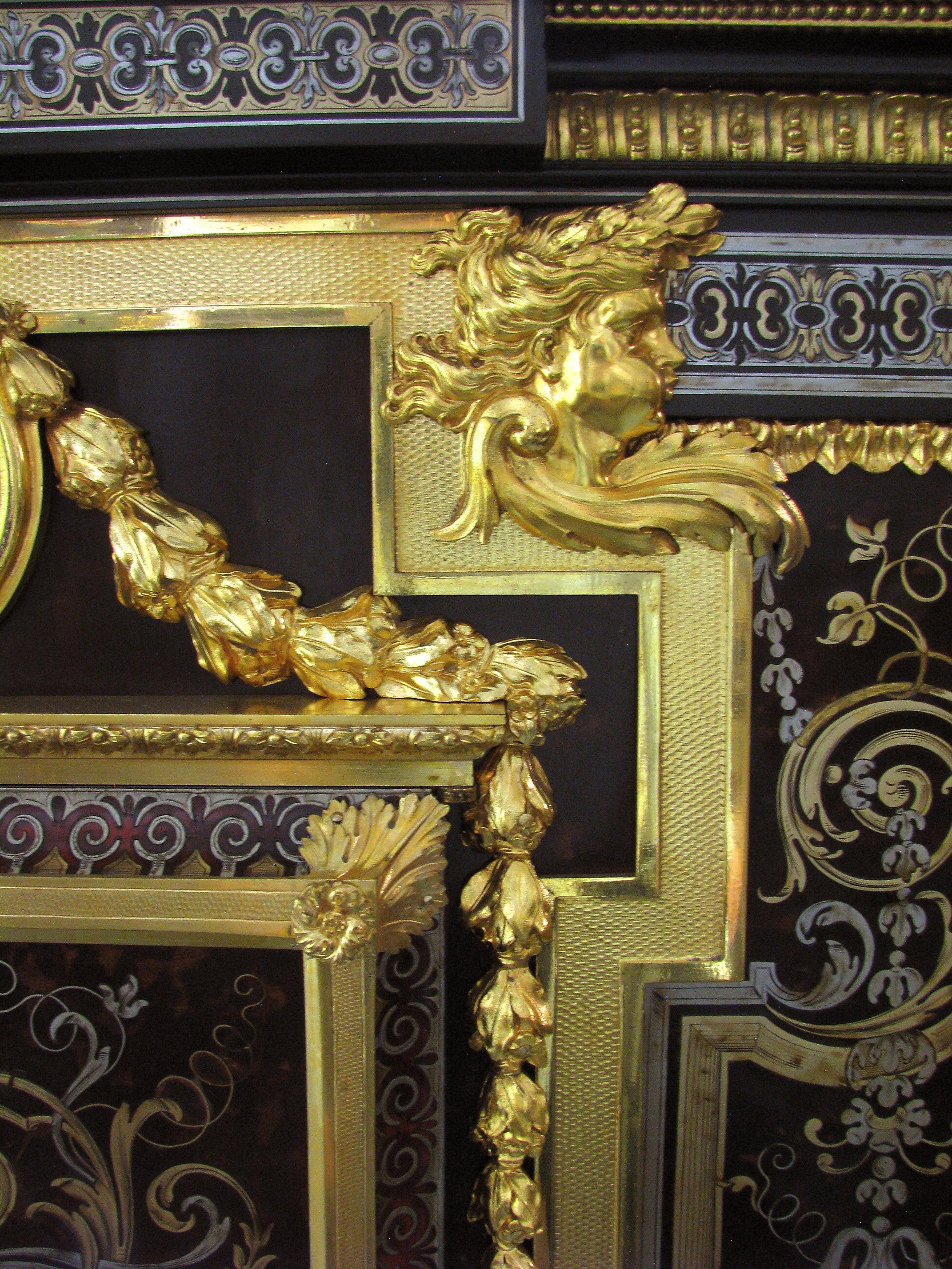 Brass Napoleon III Gilt Bronze Mounted Boulle Style Marquetry Cabinet, Winckelsen For Sale