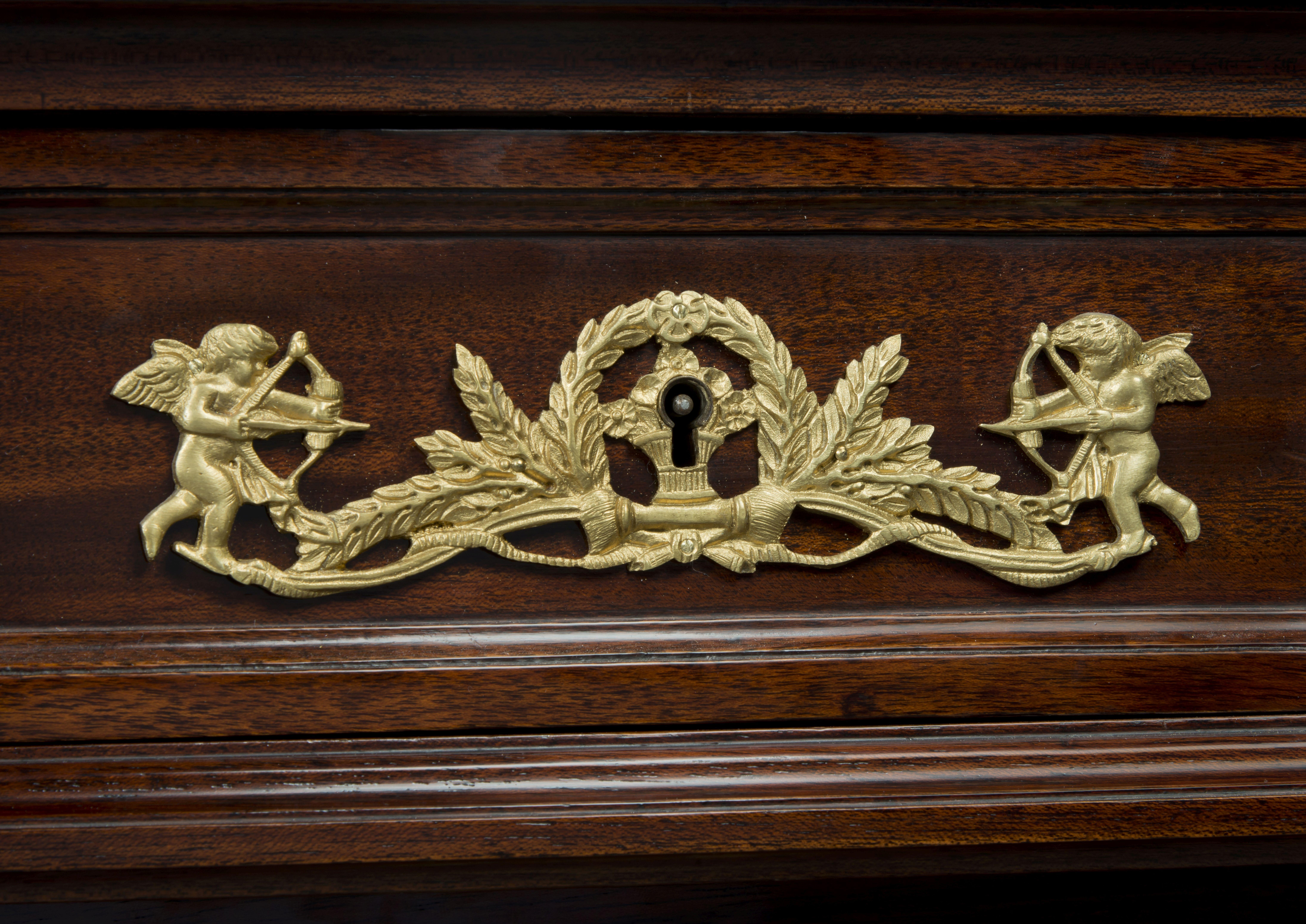 19th Century Napoleon III Gilt-Bronze Mounted Empire Style Mahogany Pedestal Desk, circa 1870