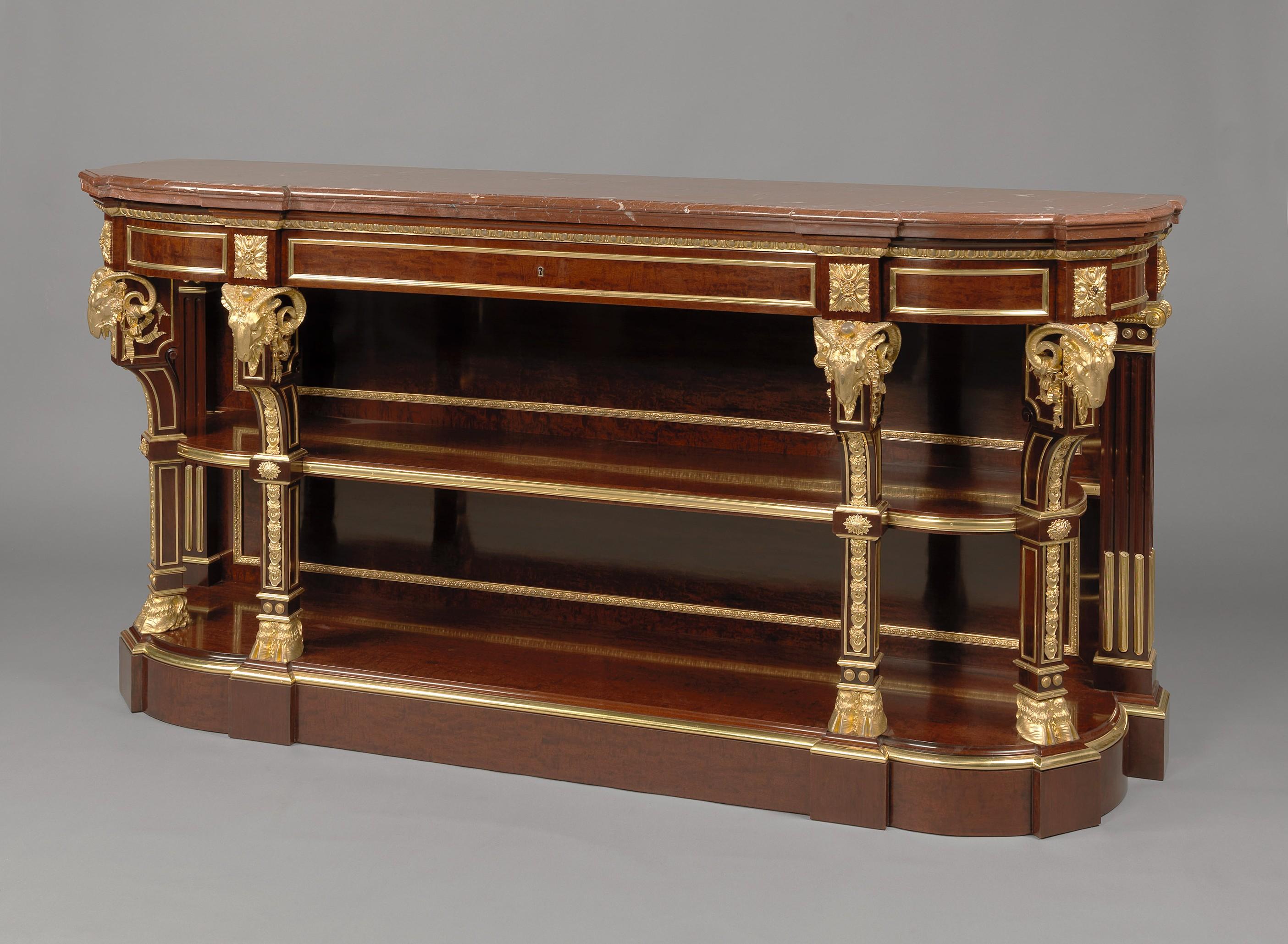 French Napoléon III Gilt-Bronze Mounted Mahogany Buffet by Maison Grohé, circa 1860 For Sale