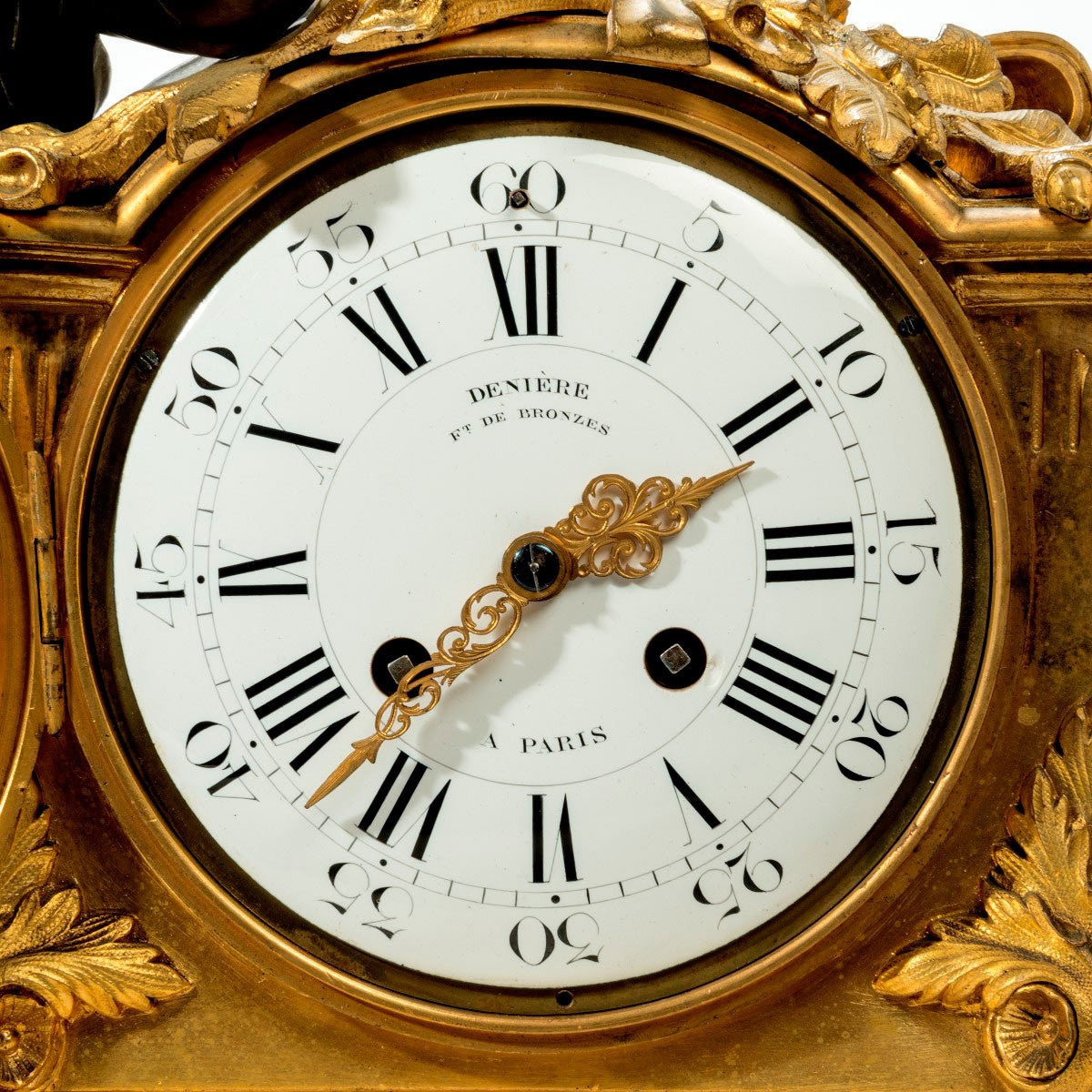 French Napoleon III Gilt Mantel Clock by Deniere