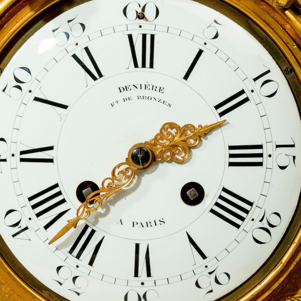 Napoleon III Gilt Mantel Clock by Deniere In Good Condition In Lymington, Hampshire