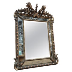 Napoleon III Gilt Mirror with carved Glass, circa 1850