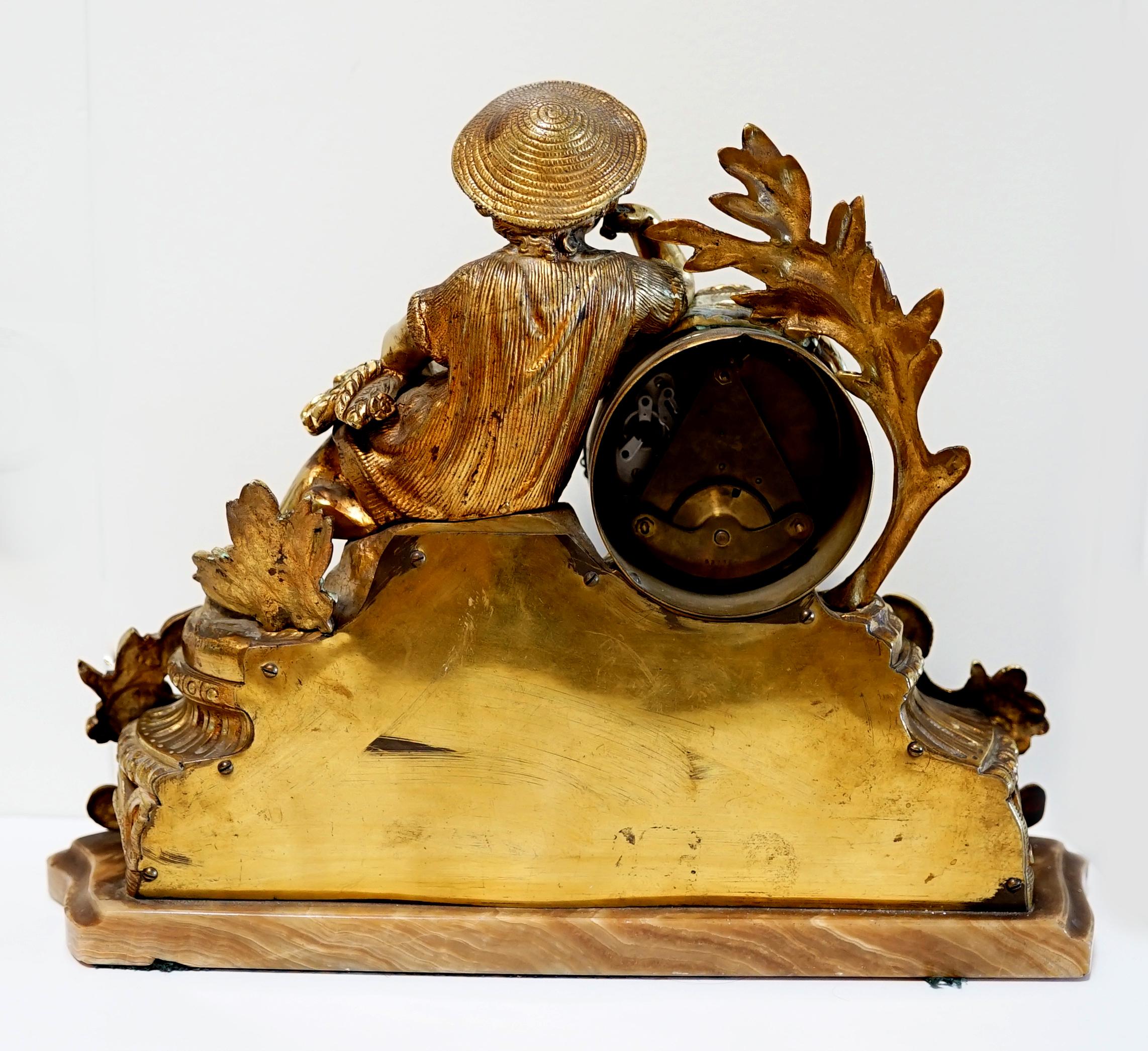 Napoleon III Gilt Ormolu Mantel Clock For Sale 3