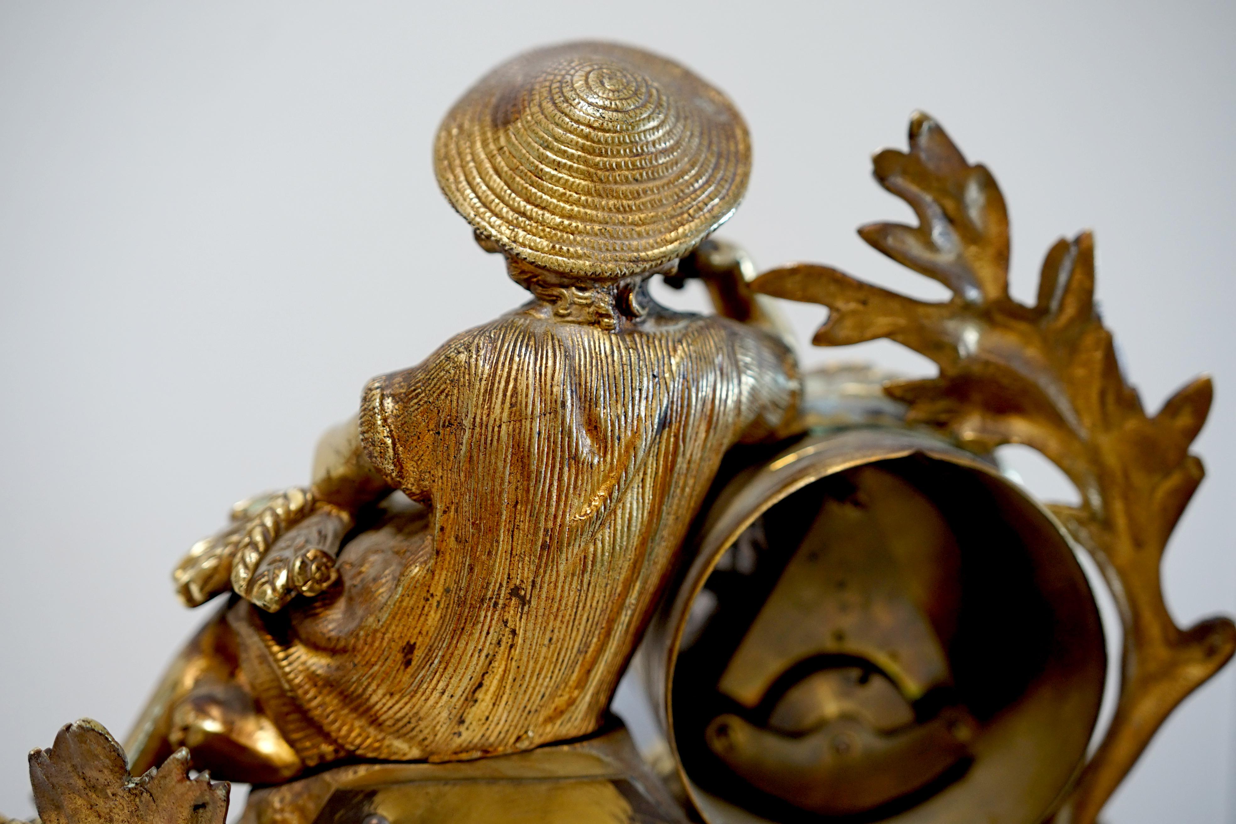 Napoleon III Gilt Ormolu Mantel Clock For Sale 5