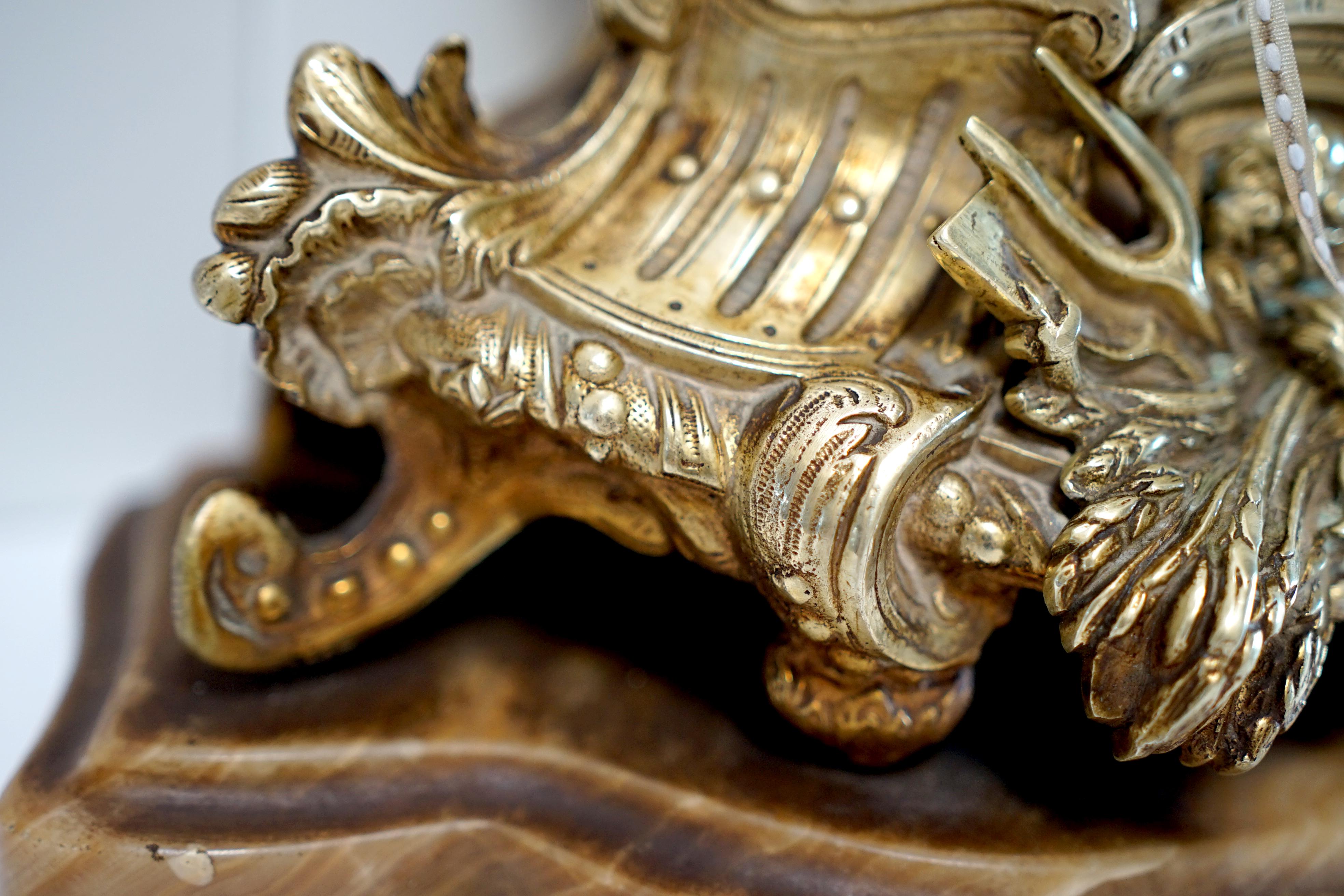 Napoleon III Gilt Ormolu Mantel Clock For Sale 1