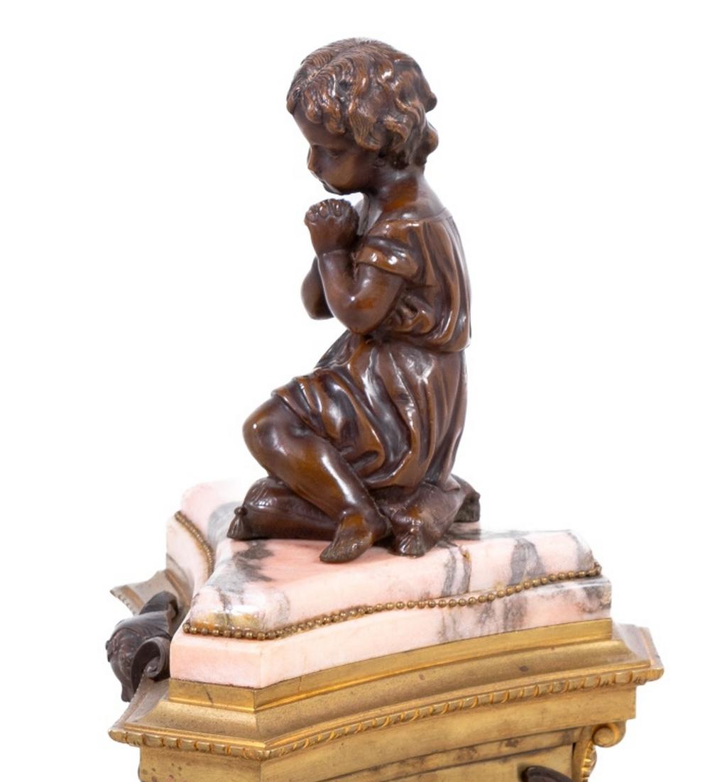 European Napoleon III Gilt & Patinated Bronze Figural Clock For Sale