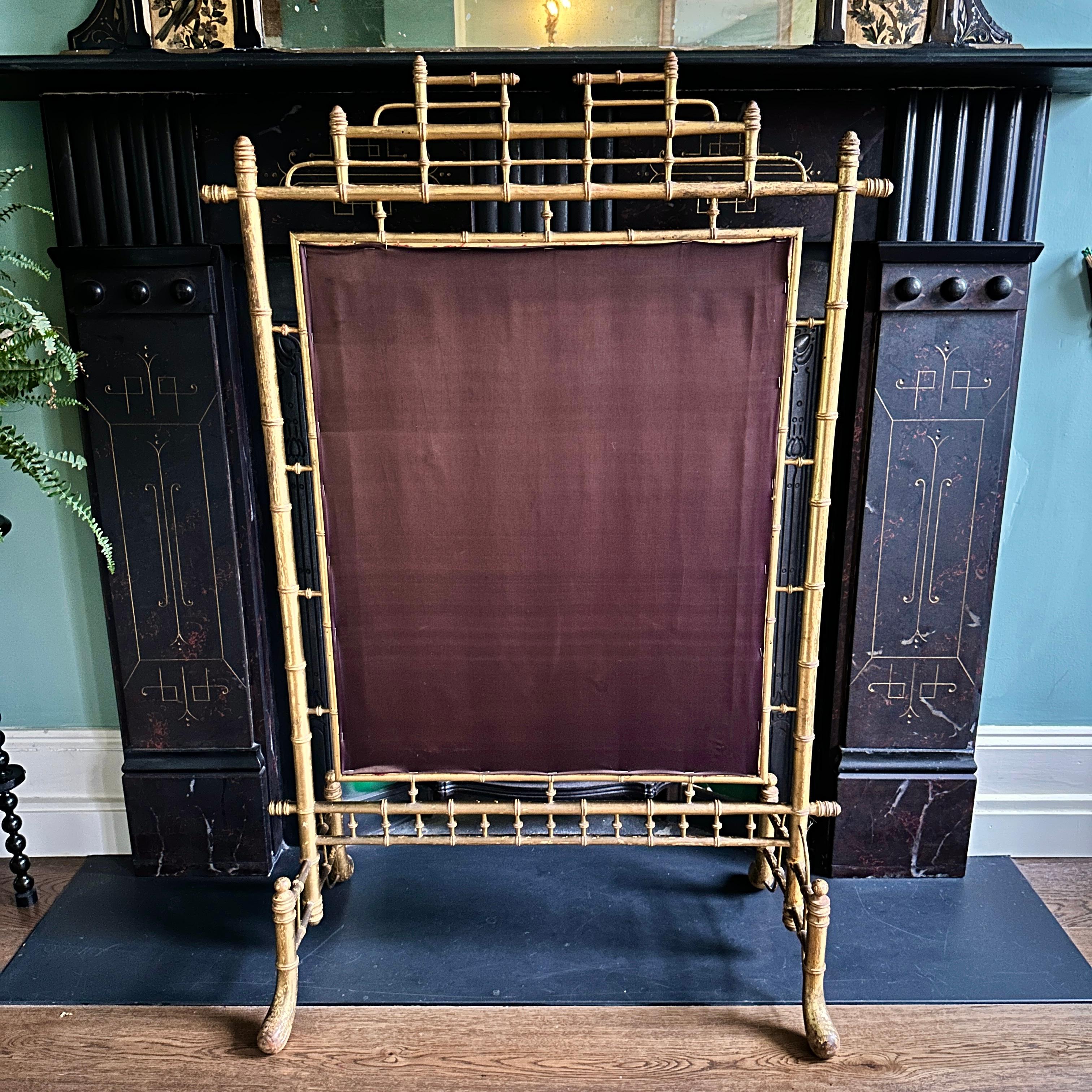 Napoleon III Gilt Wood & Silk Fire Screen In Good Condition For Sale In London, GB
