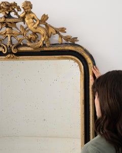 Napoleon III Giltwood Floor Mirror, French Antique, 1880-1889