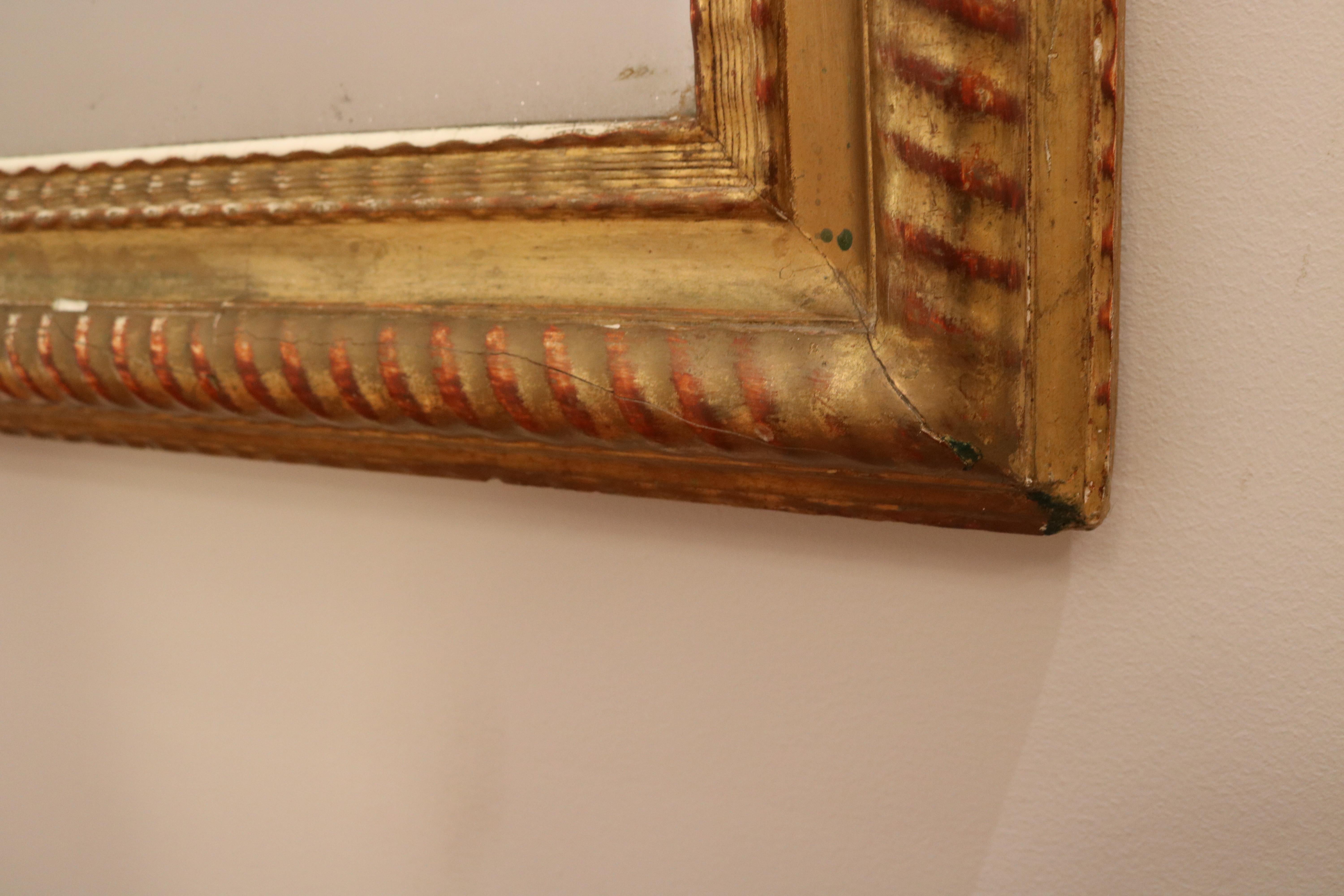 Legno dorato Specchio in legno dorato Napoleone III , Francia Fine XIX secolo in vendita