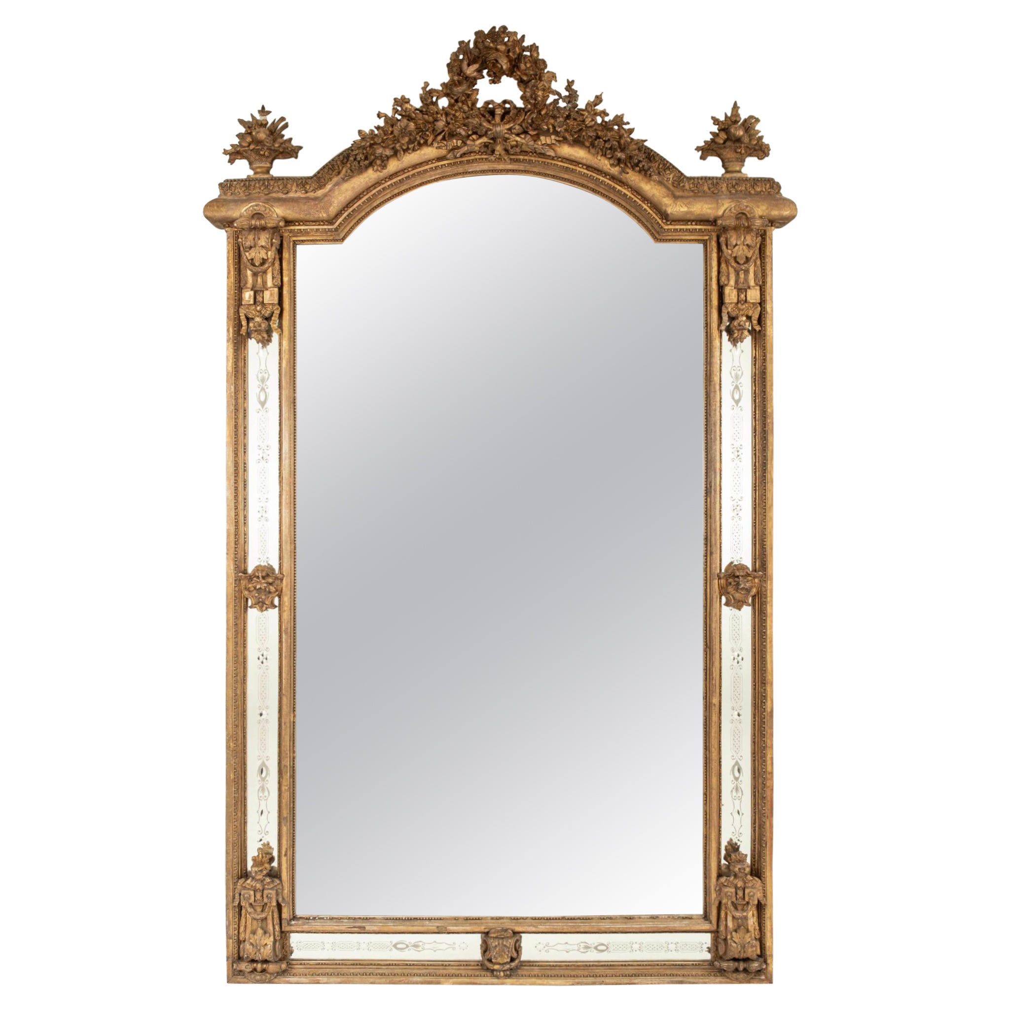 Espejo Parclose Napoleón III de madera dorada