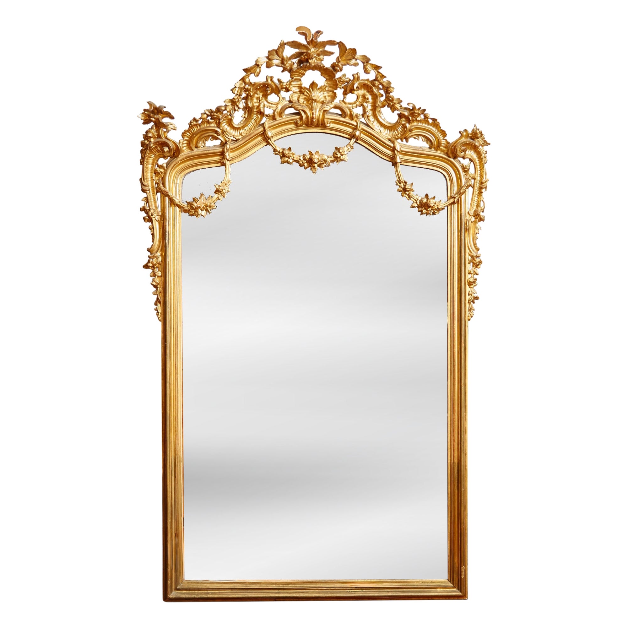 Napoleon III Giltwood Pier Mirror, Italian, Circa 1880 For Sale