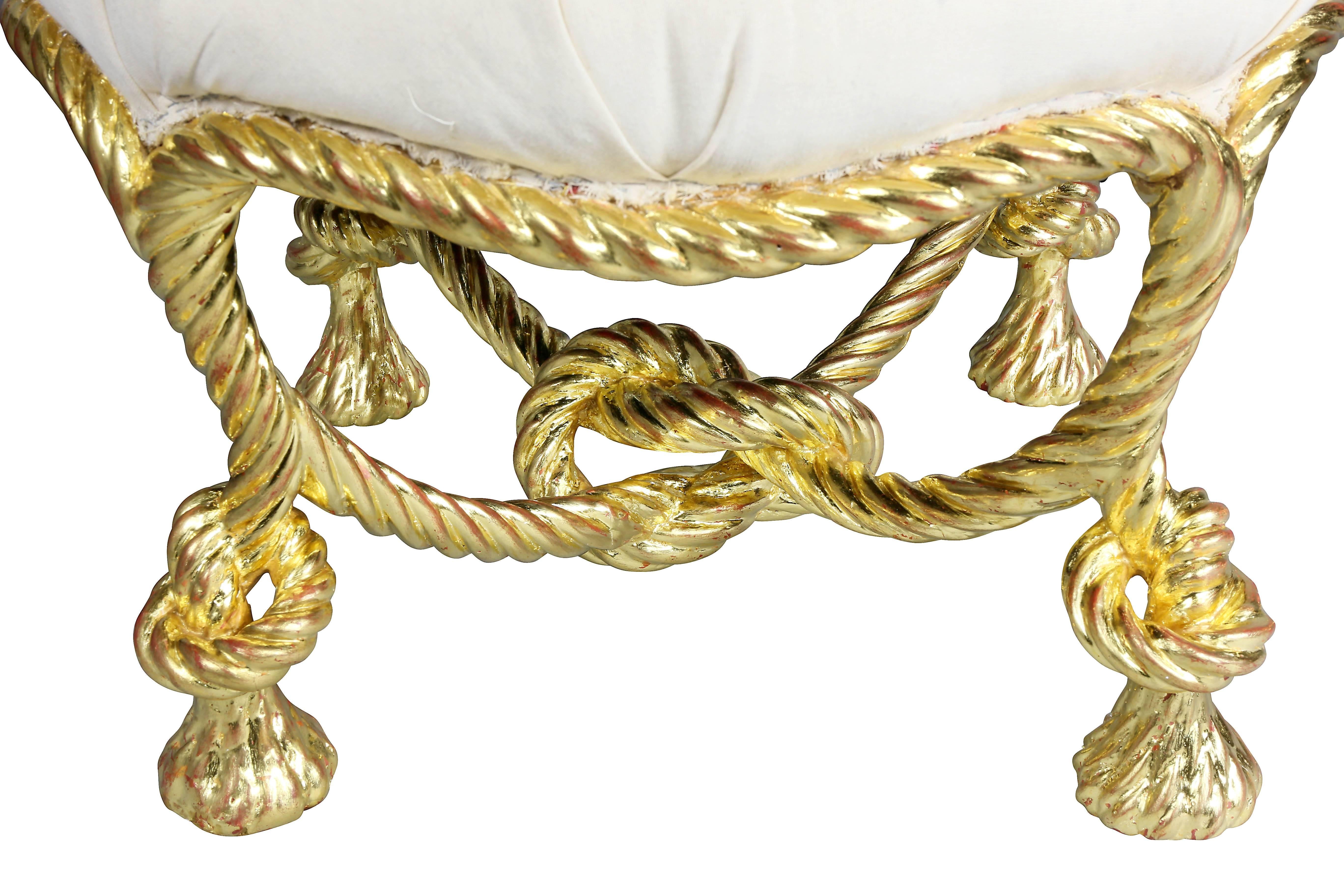 Napoleon III Giltwood Rope Tabouret In Excellent Condition For Sale In Essex, MA