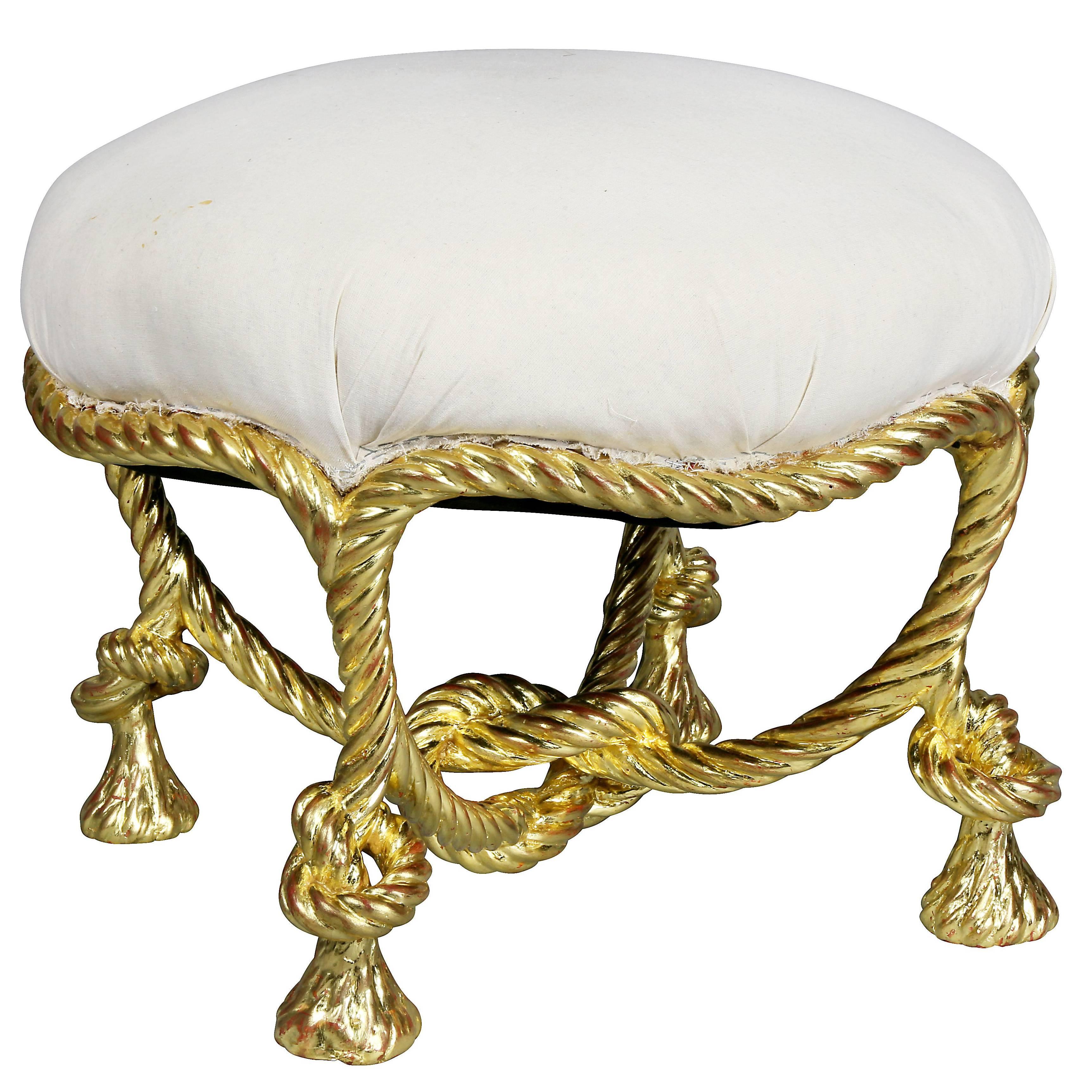 Napoleon III Giltwood Seil Tabouret im Angebot