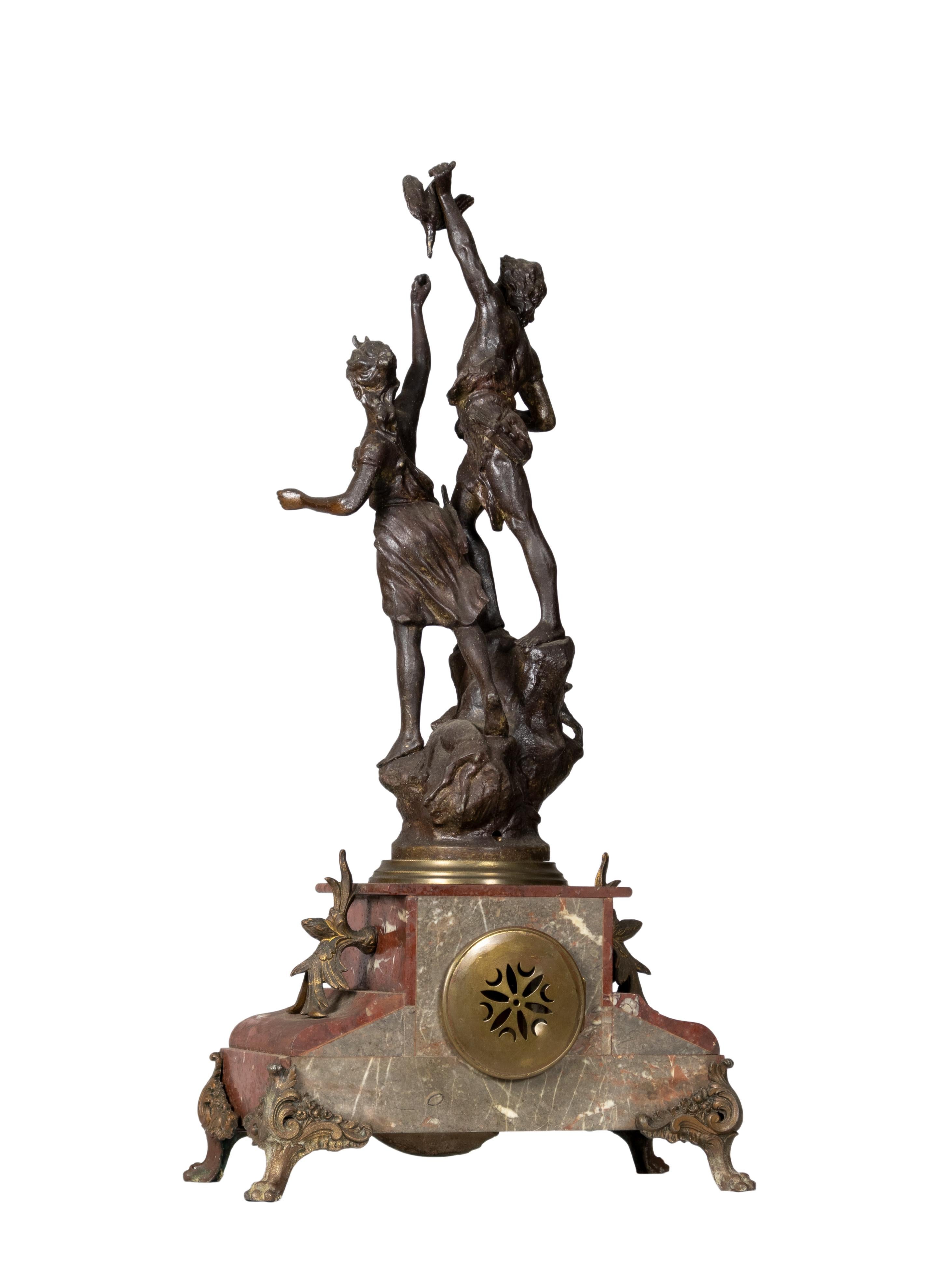 Napoleon III Goddess Diana Mantel Clock, 19th Century In Good Condition For Sale In Lisbon, PT