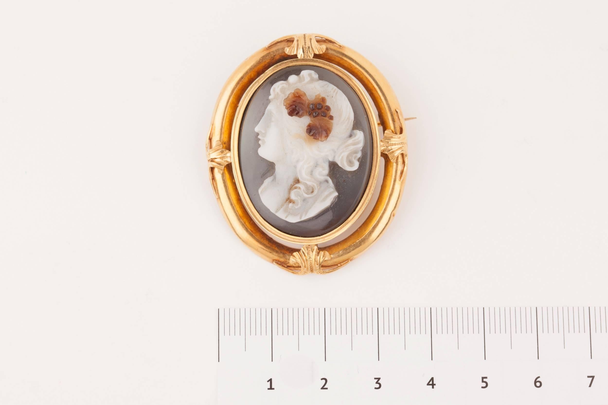 Women's Napoleon III Gold and Agate  Cameo Brooch