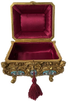 Napoleon III Golden Bronze & Cloisonné Coffer