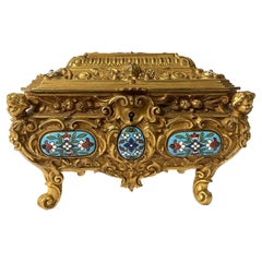 Napoleon III Golden Bronze & Cloisonné Coffer