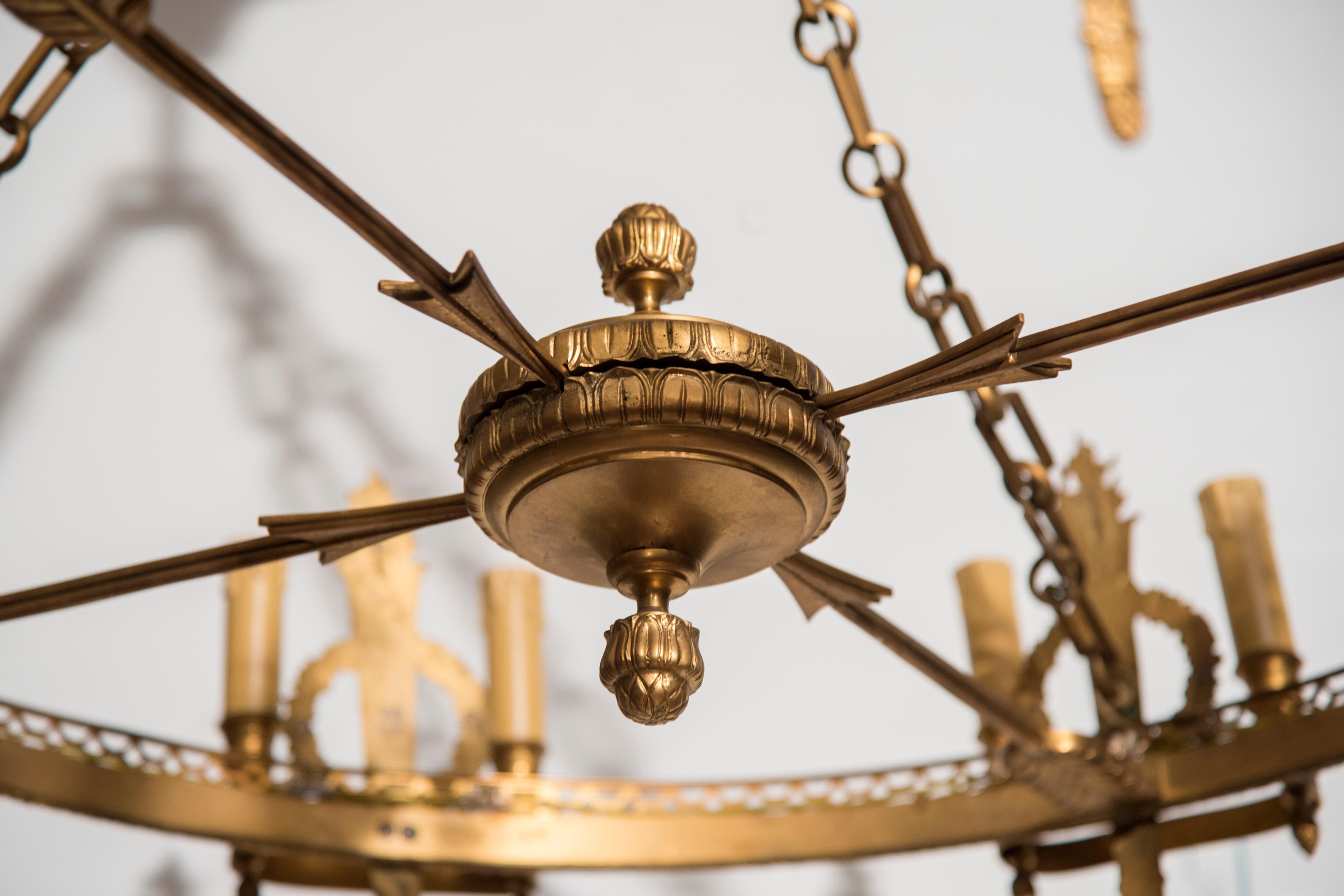 Napoleon III Golden Bronze Eight-Light Rounded Chandelier For Sale 6